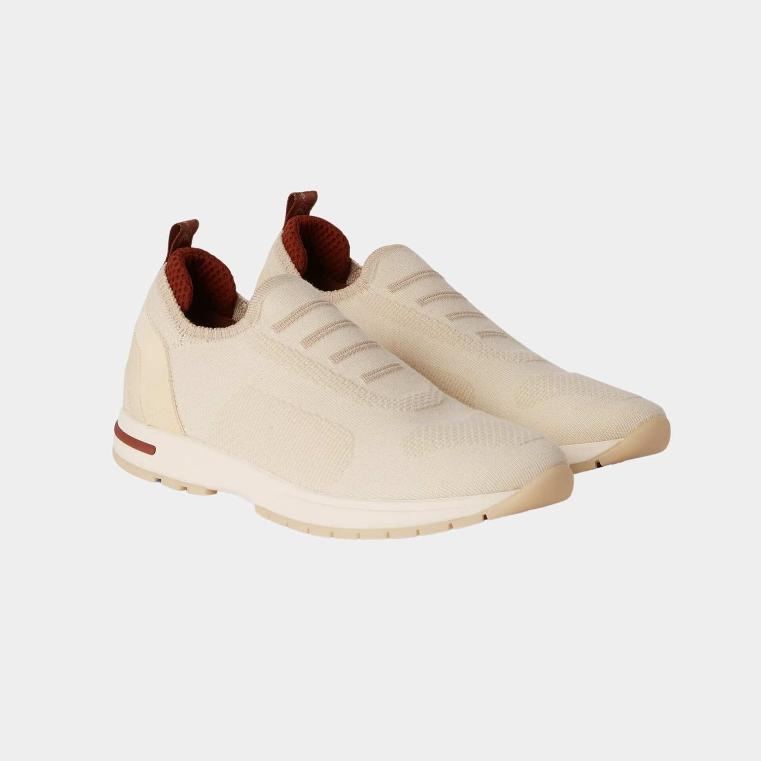 Loro Piana 360 LP Flexy Walk Sneakers In Kummel Colored Eyelets, Butter, Front