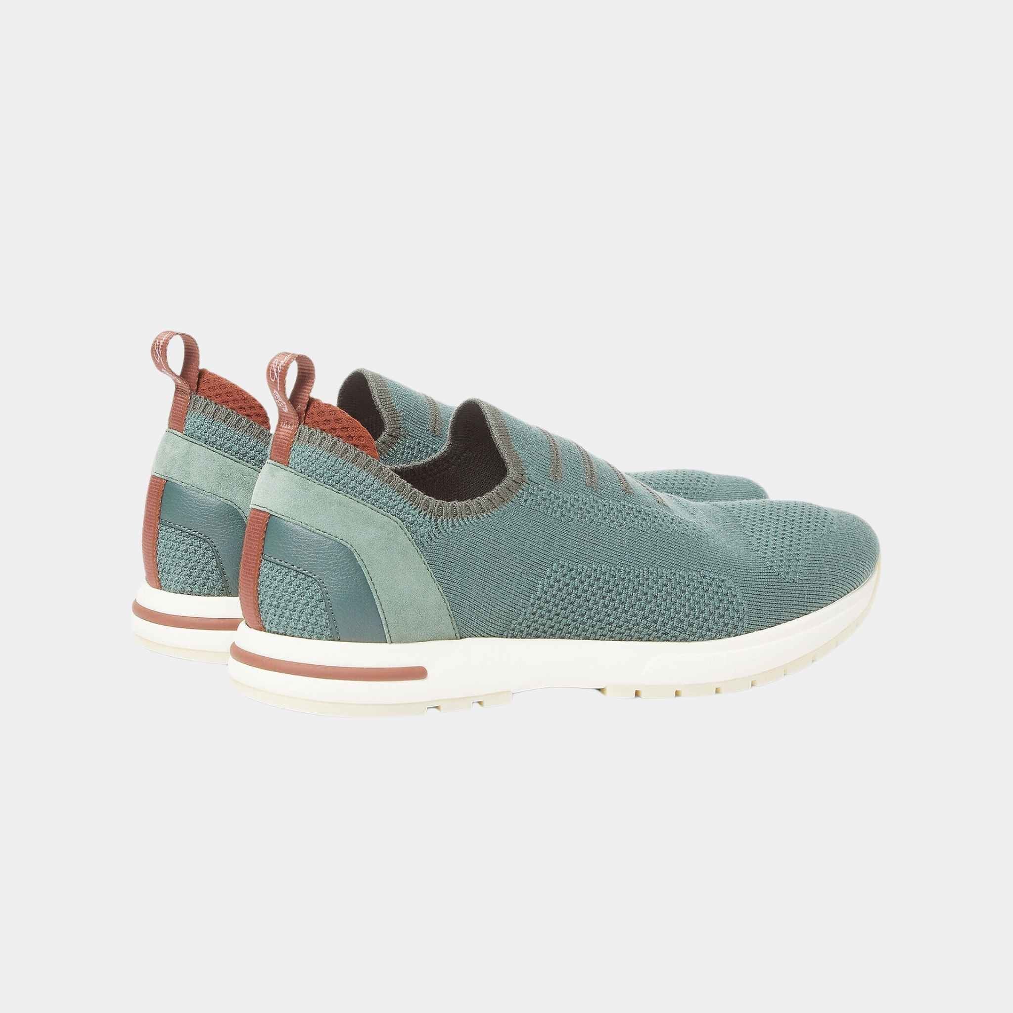 Loro Piana 360 LP Flexy Walk Sneakers With Kummel Colored Eyelets, Green Lagoon, Back
