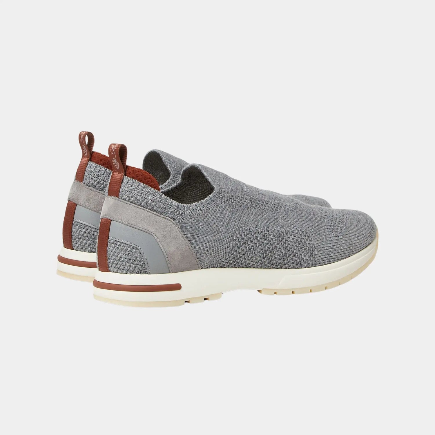 Loro Piana 360 LP Flexy Walk Sneakers With Kummel Colored Eyelets, Solid Flannel Gray, Back