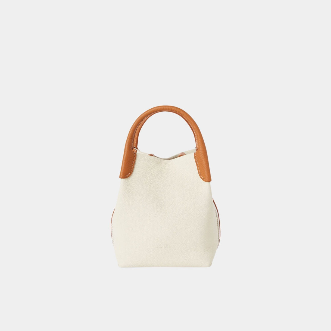 Loro Piana Micro Bale Bag Calfskin, Whisper White, Wheat Bran, Front