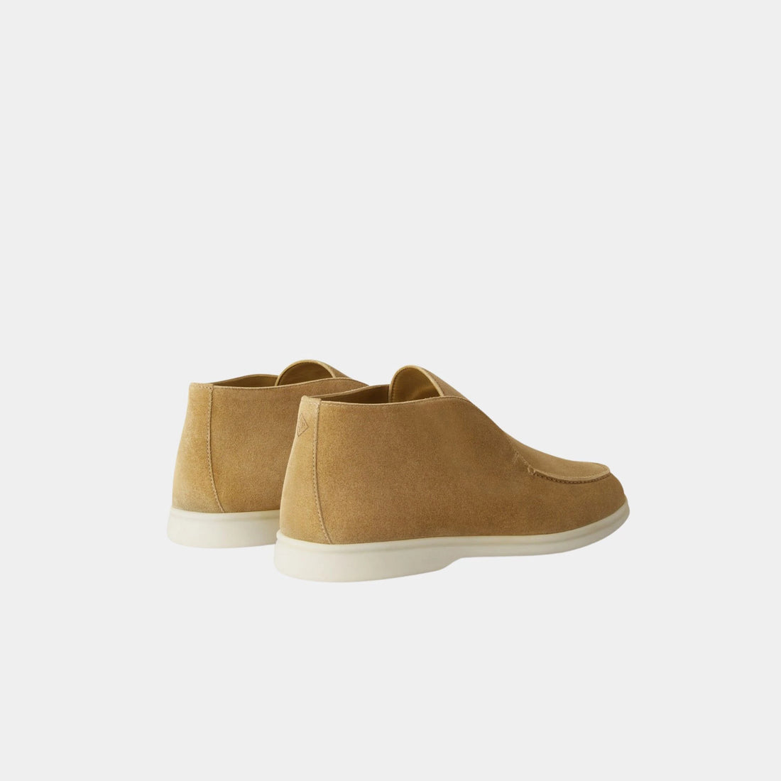 Loro Piana Open Walk Ankle Boot in Suede, LIght Wood Smoke, Back