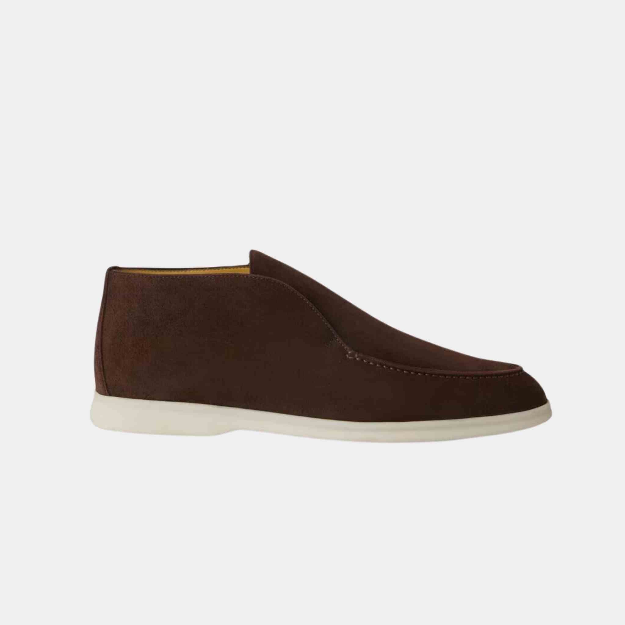 Loro Piana Open Walk Chukka Boots, Chocolate, Side