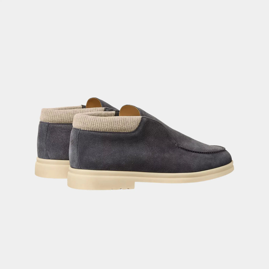 Loro Piana Open Wintery Walk Ankle Boot in Suede, Obsidian Gray, Back