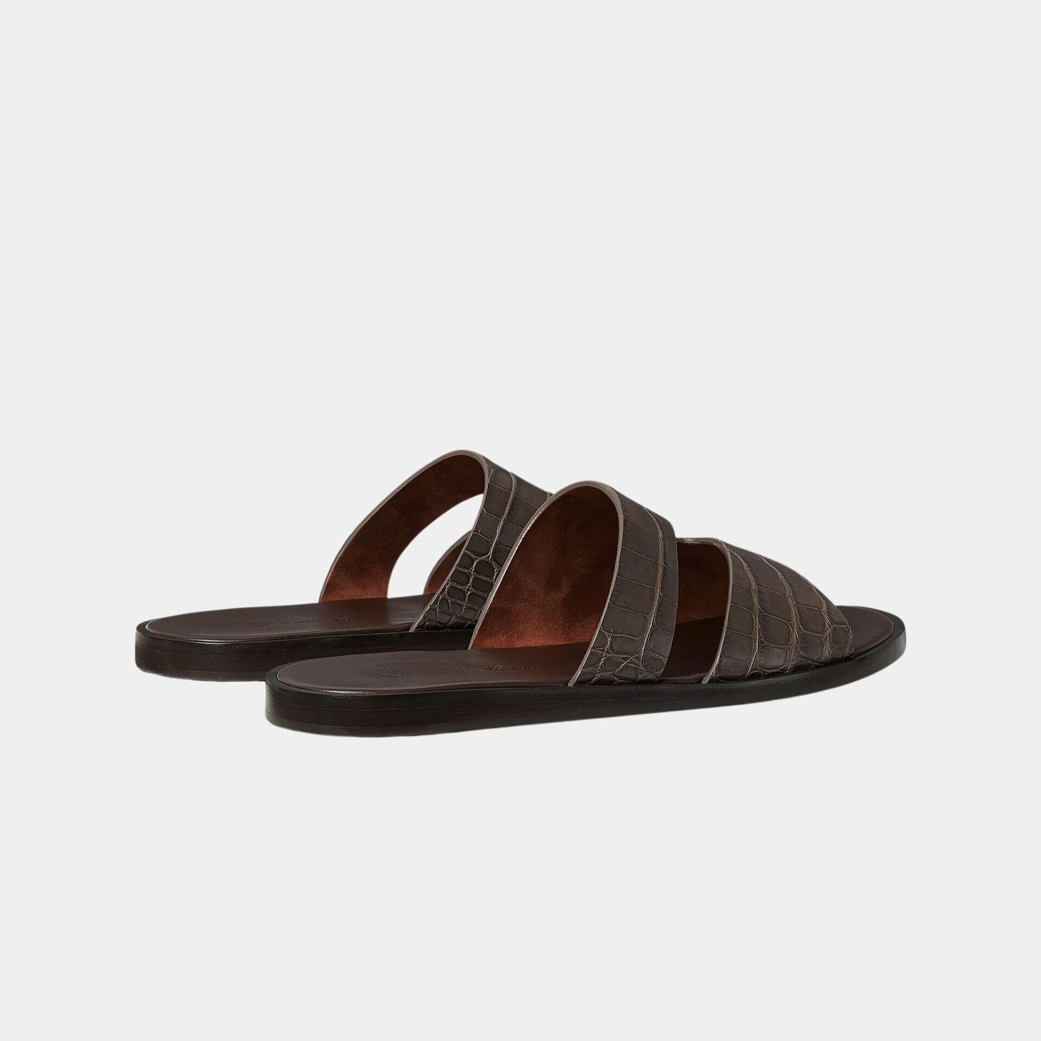 Loro Piana Pilat Plain Walk Sandal in Alligator Leather, Clay, Back