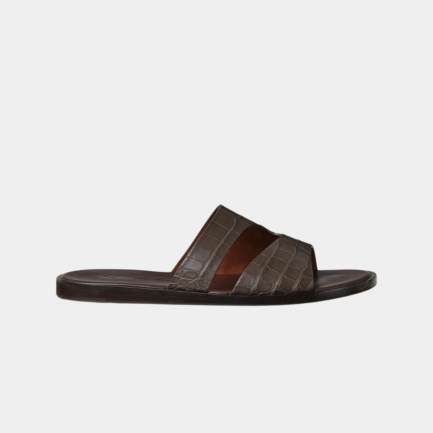 Loro Piana Pilat Plain Walk Sandal in Alligator Leather, Clay, Side