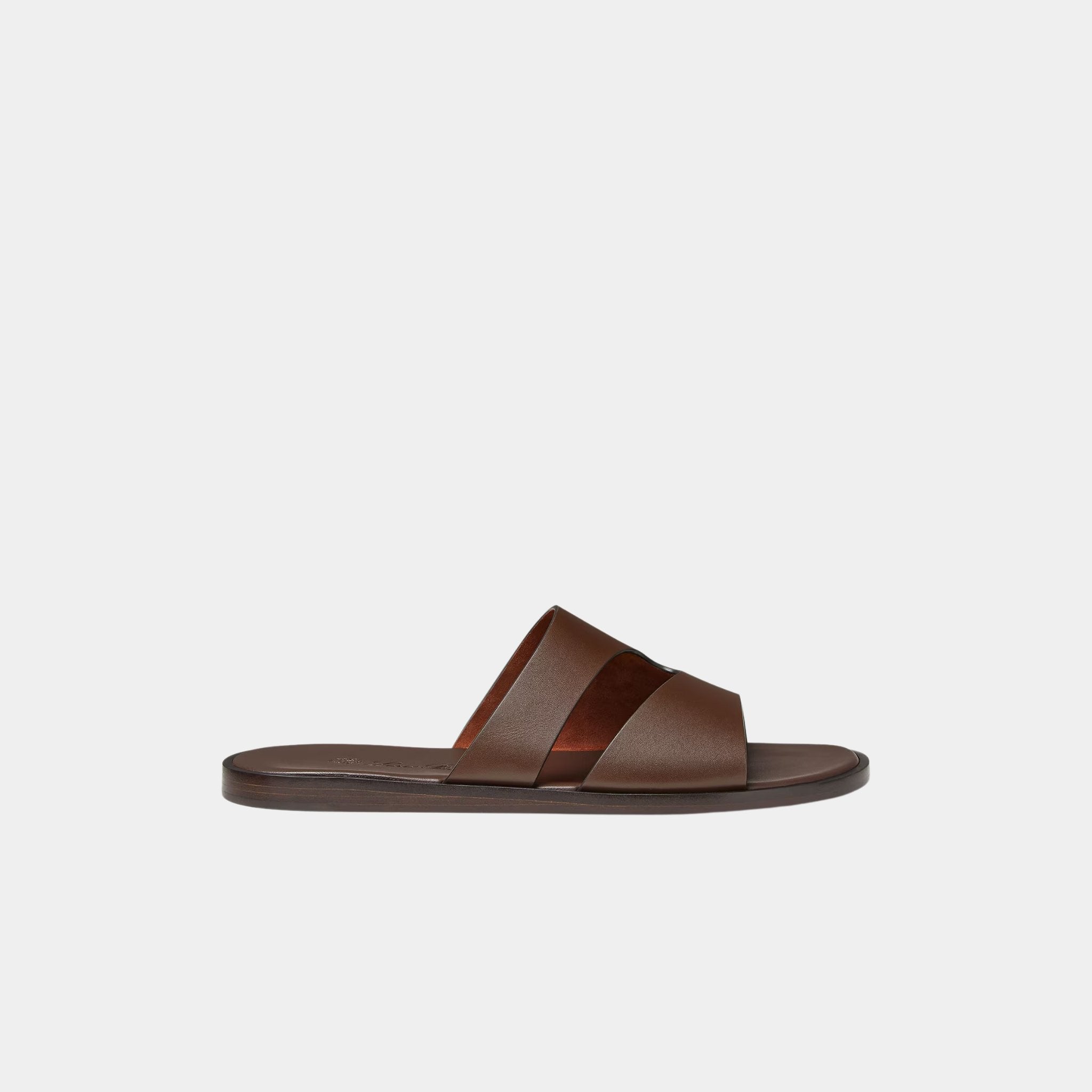 Loro Piana Pilat Plain Walk Sandal Calfskin, Dark Moka, Side