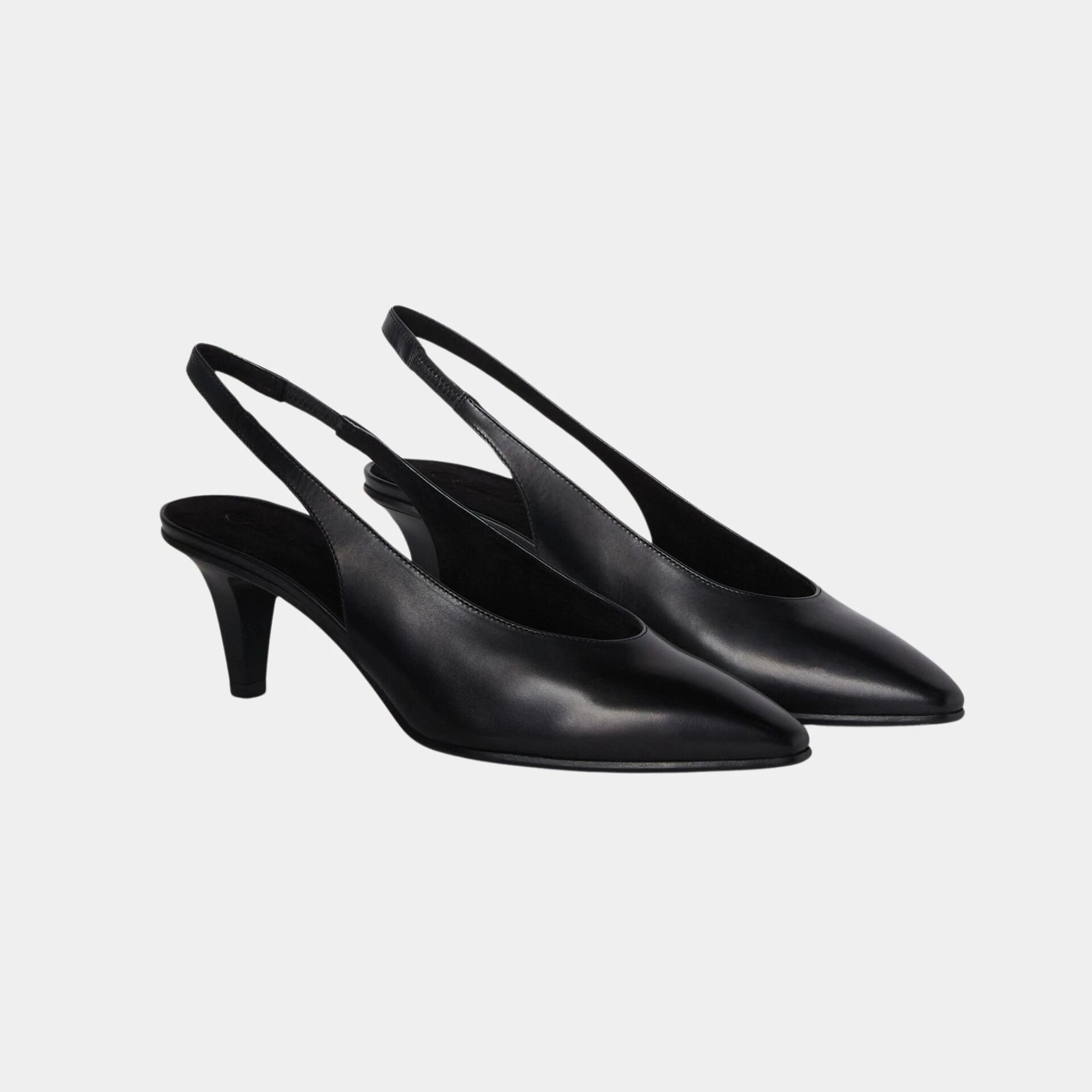 Loro Piana Rebecca Slingback in Calfskin, Black, Front