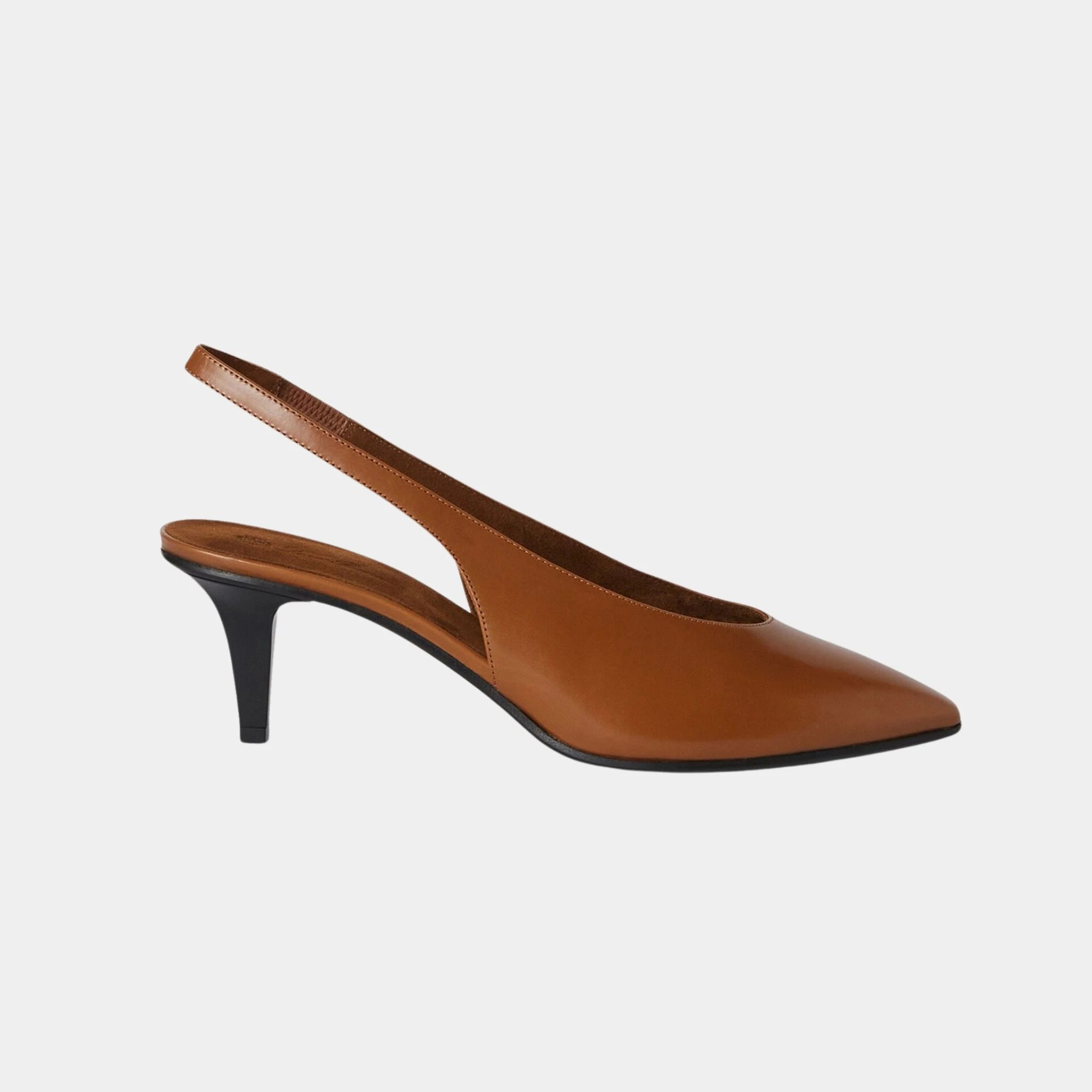 Loro Piana Rebecca Slingback in Calfskin, Saddle Brown, Side