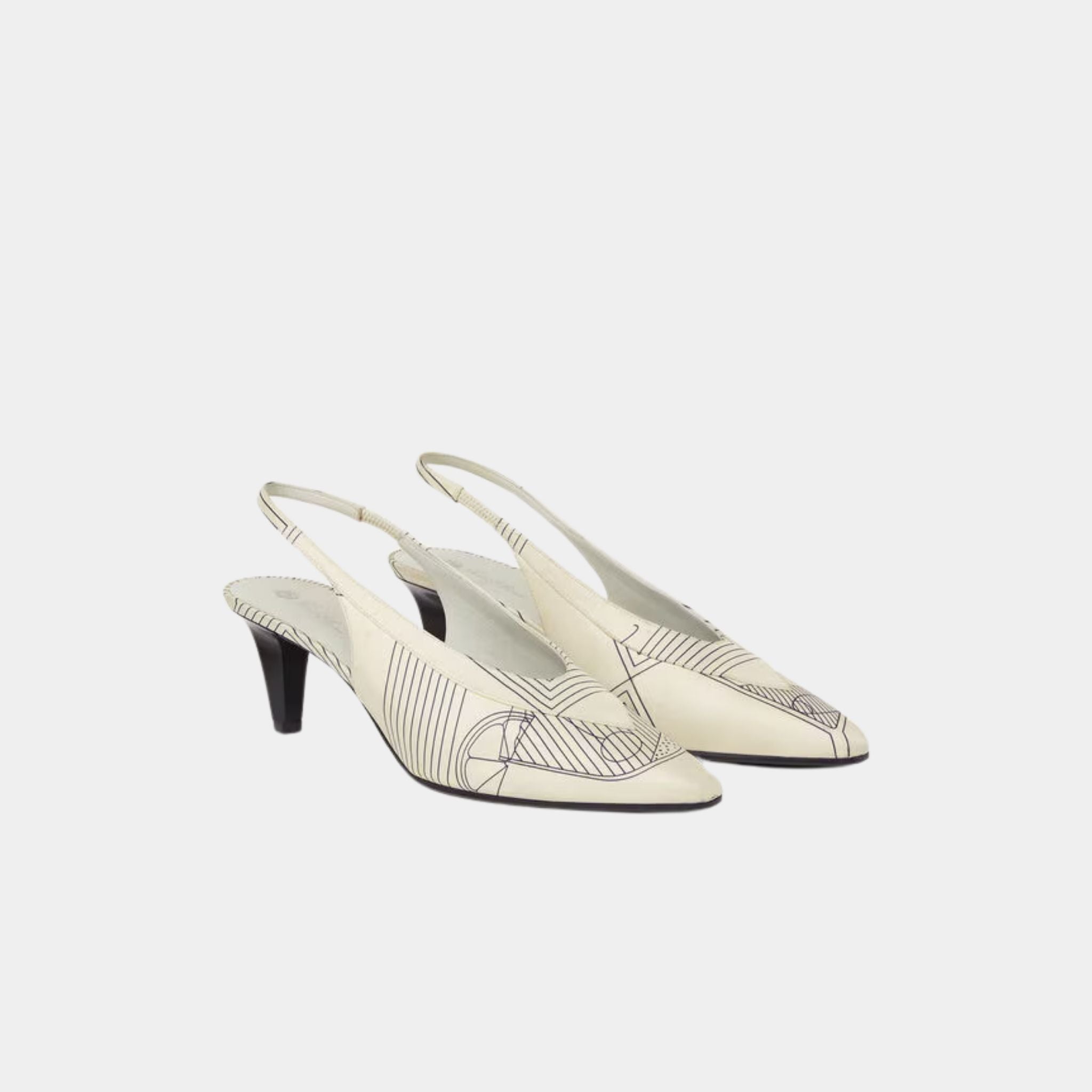 Loro Piana Rebecca Slingback With Silk Twill Upper, Ivory Blue, Halite, Front
