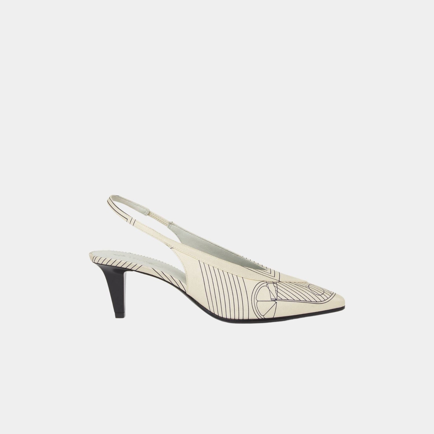 Loro Piana Rebecca Slingback With Silk Twill Upper, Ivory Blue, Halite, Side