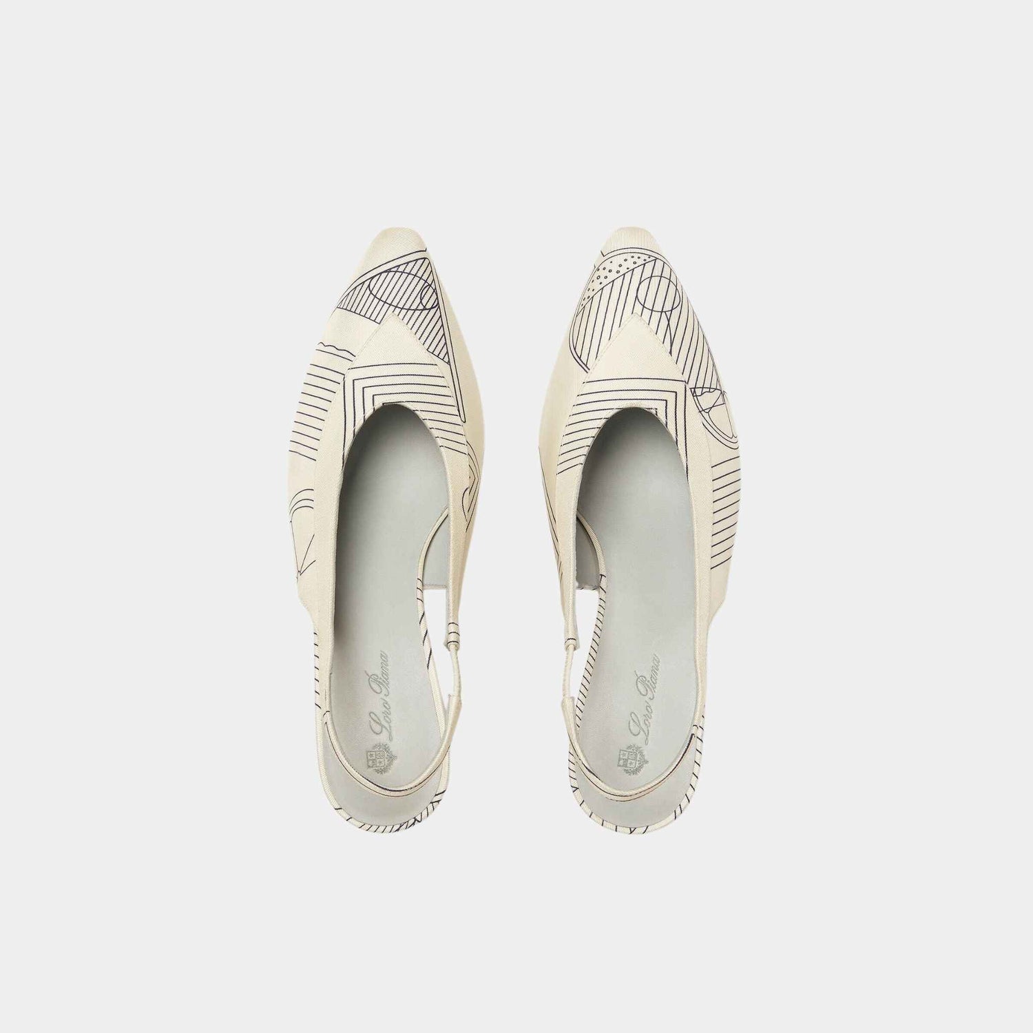 Loro Piana Rebecca Slingback With Silk Twill Upper, Ivory Blue, Halite, Top
