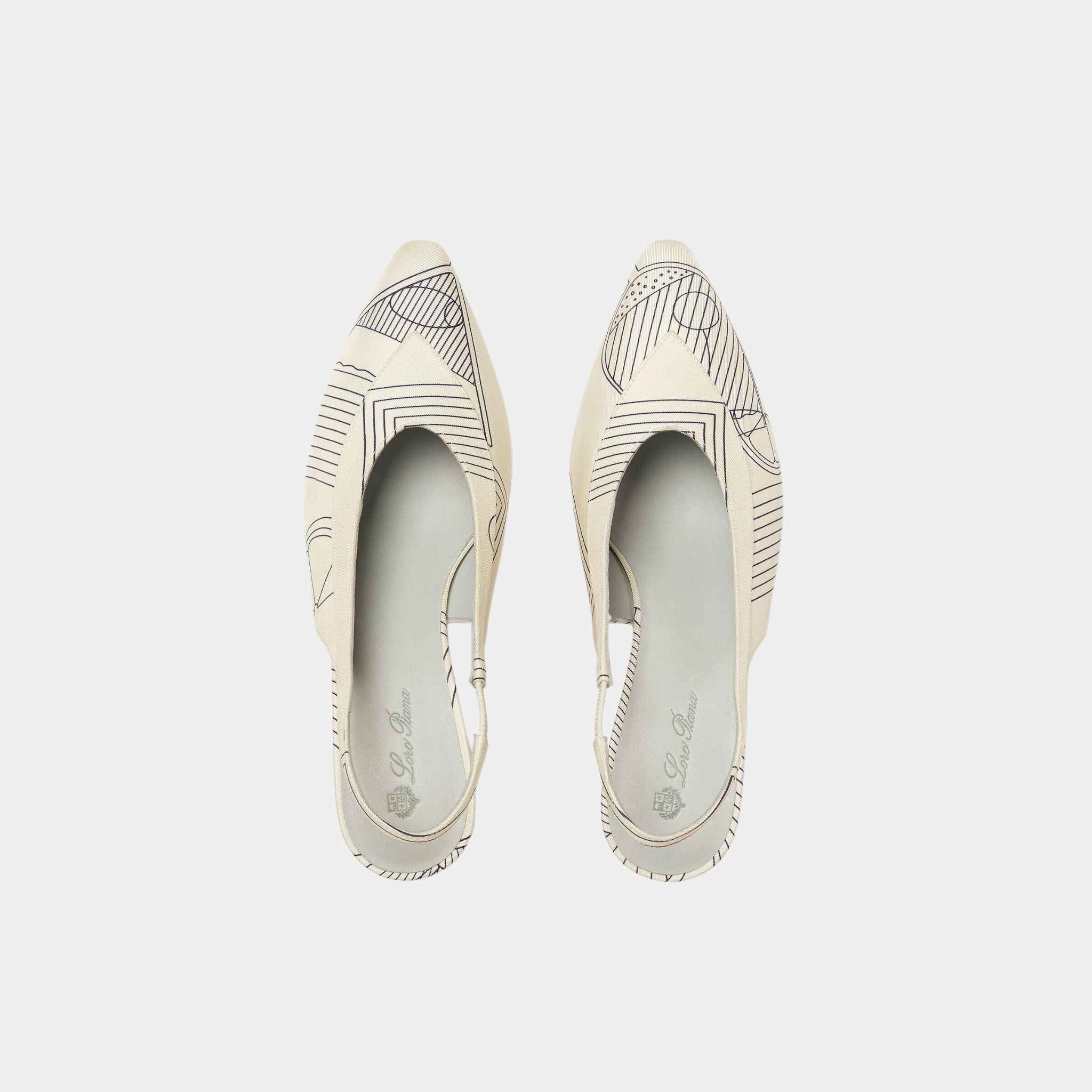 Loro Piana Rebecca Slingback With Silk Twill Upper, Ivory Blue, Halite, Top