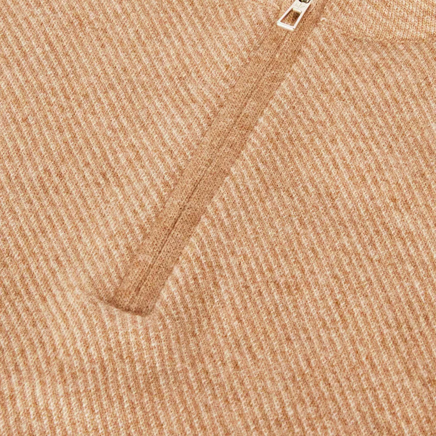 Loro Piana Roadster Mezzocollo Sweater Cashmere, Acorn Melange/Biscuit Melange , Closeup