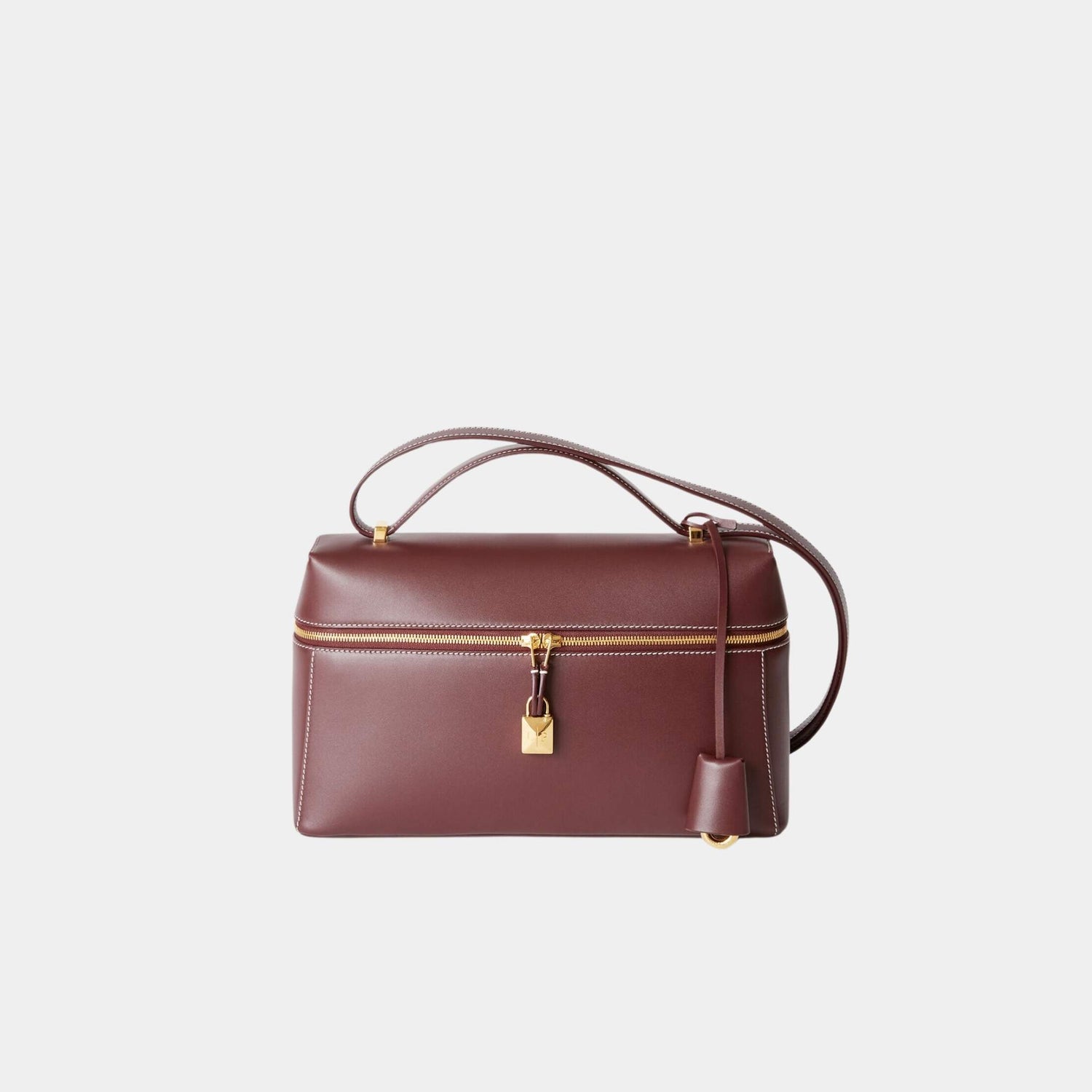 Loro Piana Extra Bag L27 In Smooth Calfskin, Azuki Beans, Front