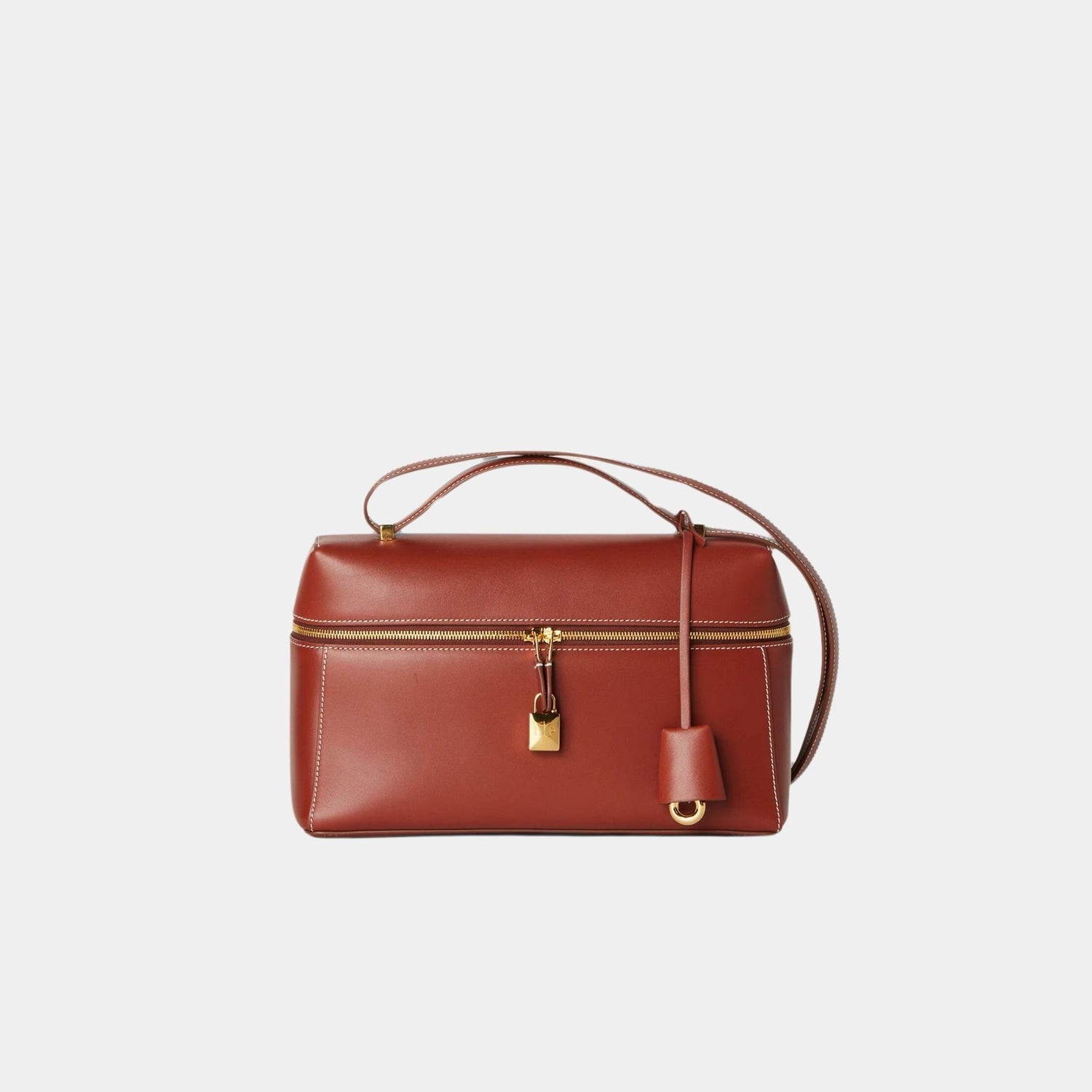 Loro Piana Extra Bag L27 In Smooth Calfskin, Deep Kummel, Front