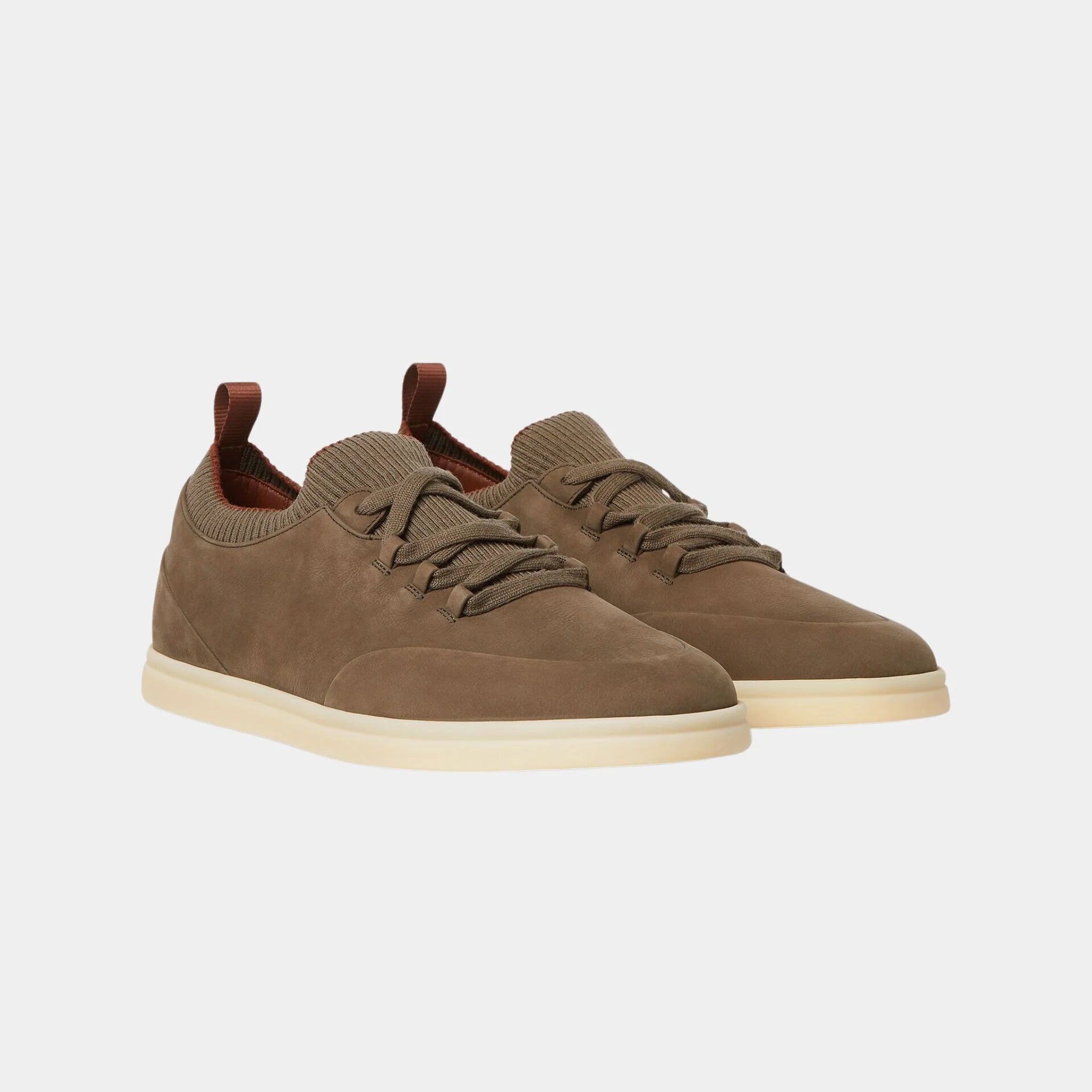 Loro Piana Soho Walk Calfskin Sneakers, Canteen, Front