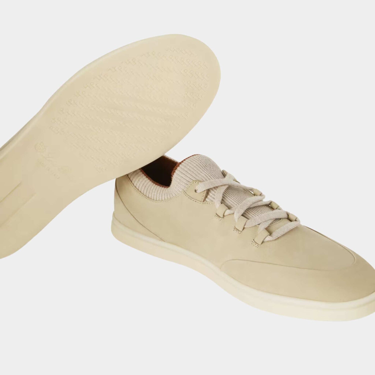 Loro Piana Soho Walk Sneaker Calfskin Desert Stone, Sole And Side