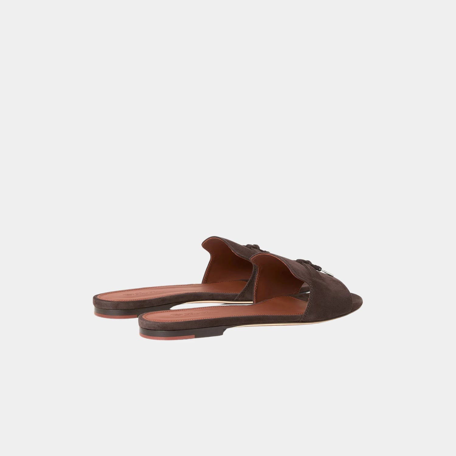 Loro Piana Summer Charms Sandal Flat In Suede Goatskin, Colour Pecora Nera, Back