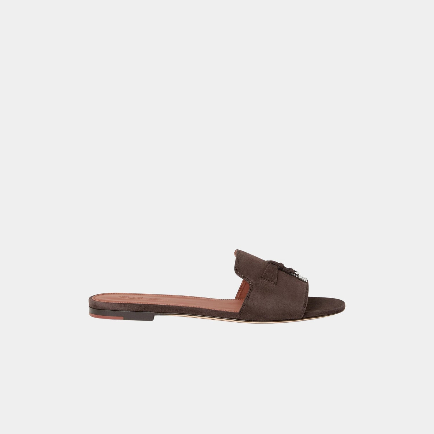 Loro Piana Summer Charms Sandal Flat In Suede Goatskin, Colour Pecora Nera, Side