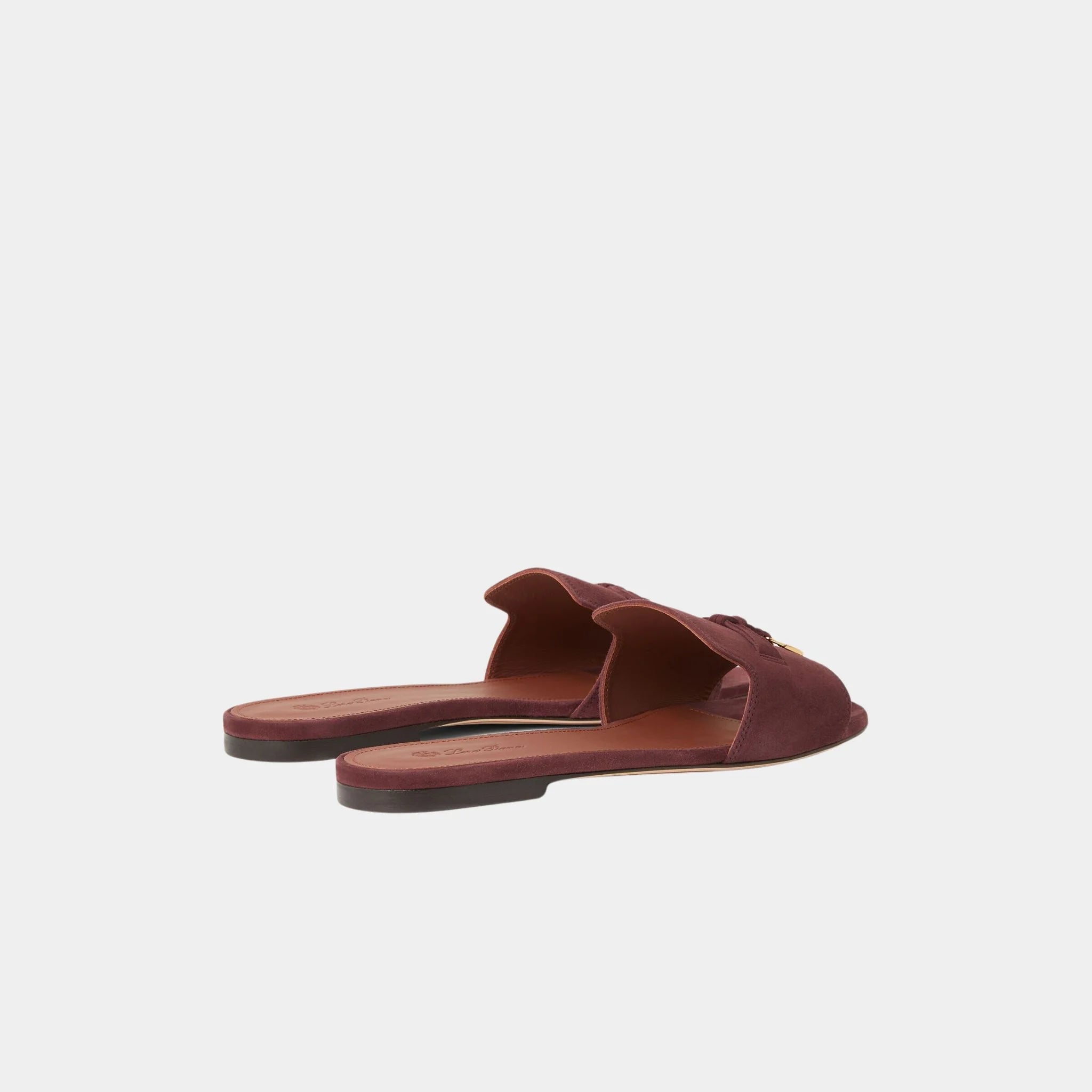 Loro Piana Summer Charms Sandal Flat In Suede Goatskin, Oxblood, Back