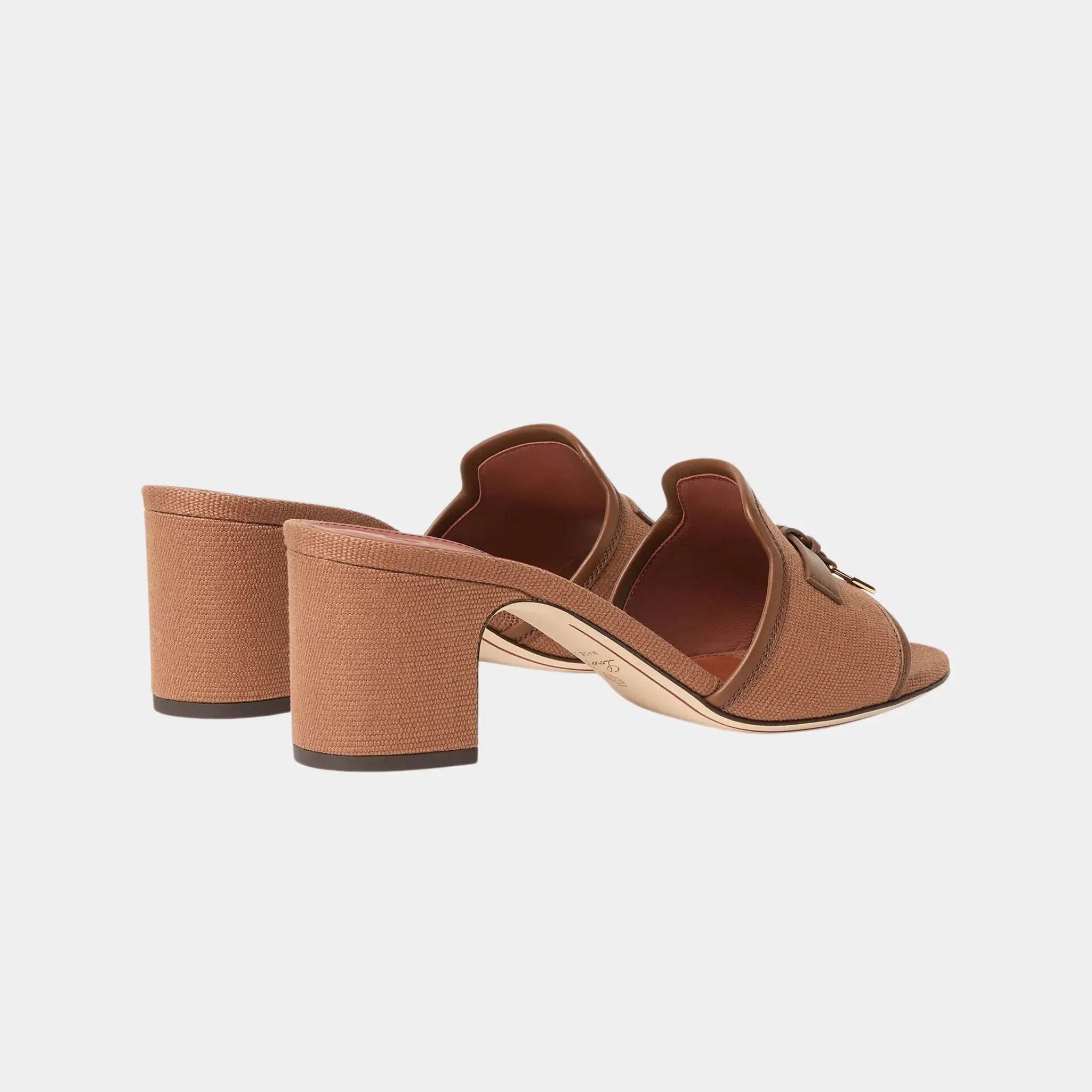 Loro Piana Summer Charms Heeled Sandal in Cotton, Colour Vicuna, Back