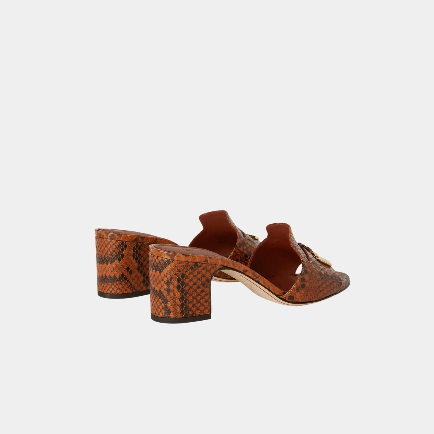 Loro Piana Summer Charms Heeled Sandal Matte Python Leather, Ombre Leather, Back