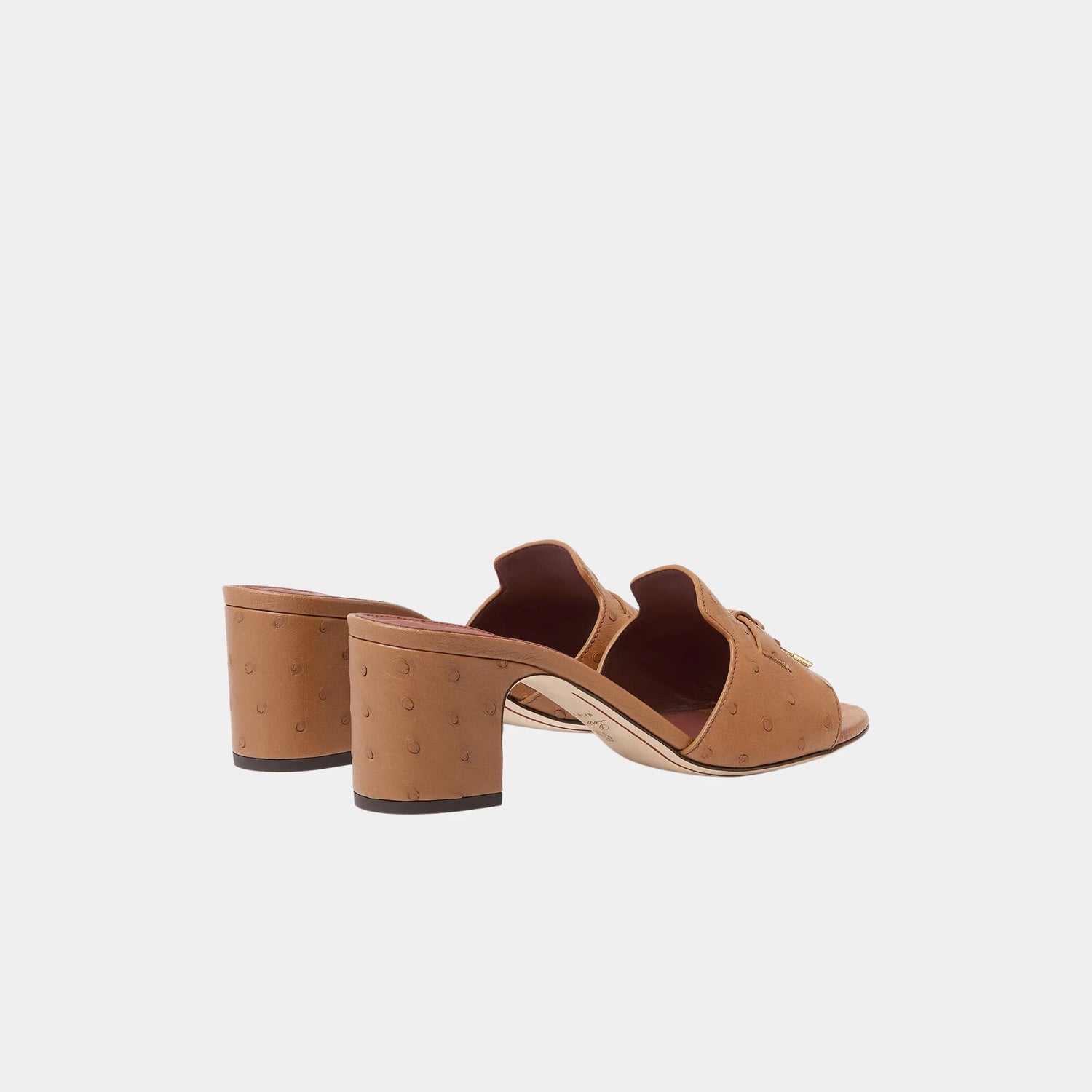 Loro Piana Summer Charms Heeled Sandal Ostrich Leather, Colour Vicuna, Back