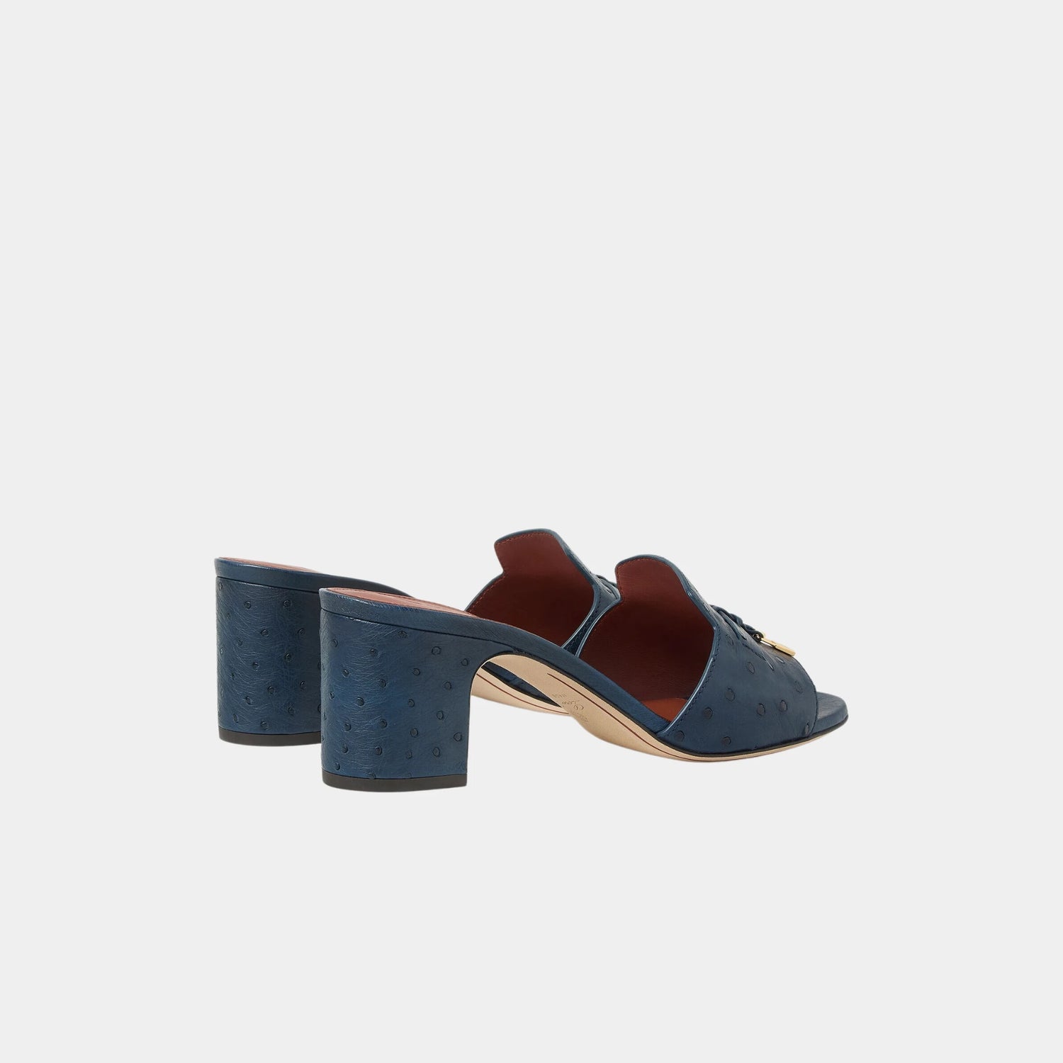 Loro Piana Summer Charms Heeled Sandal Ostrich Leather, Ocean Heart, Back