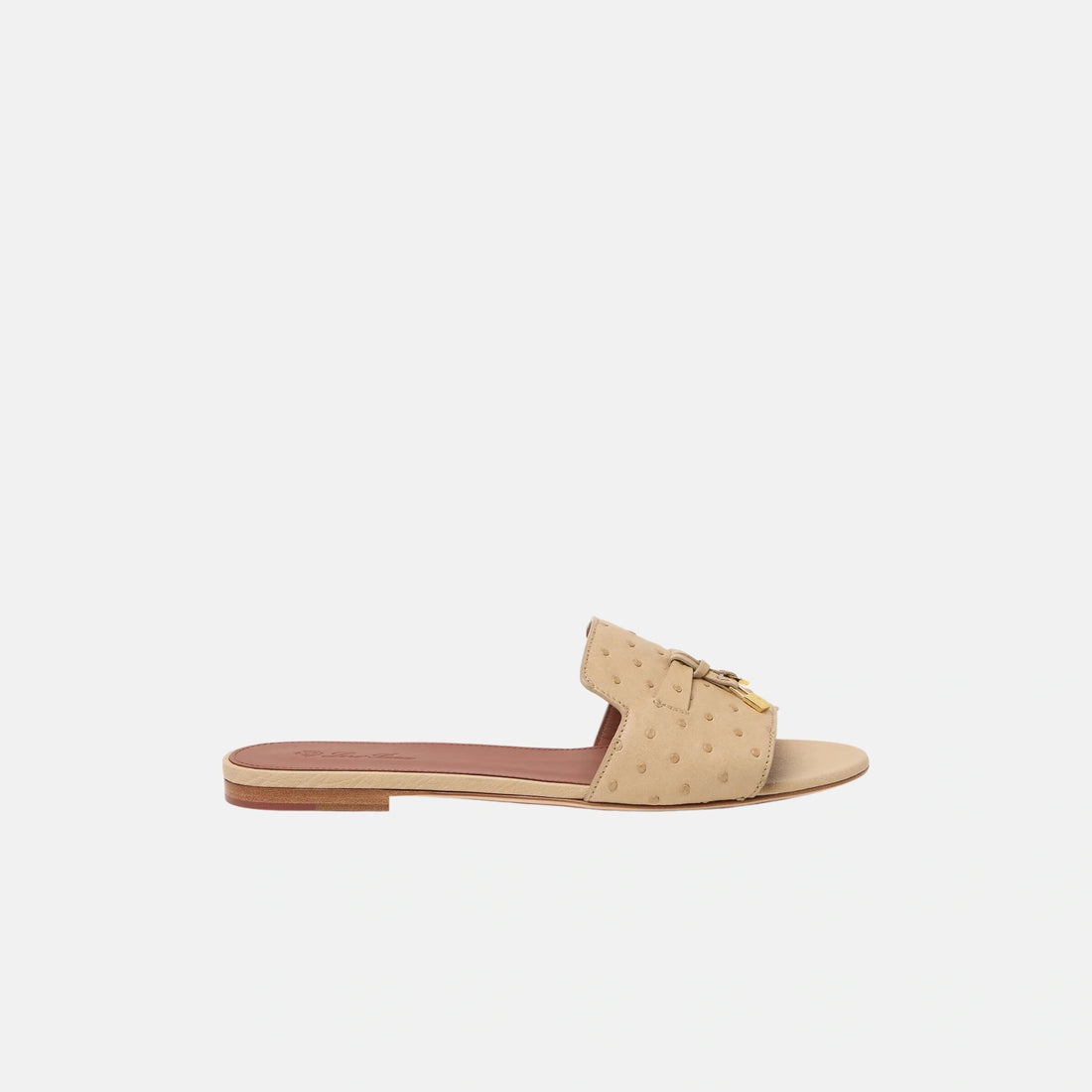Loro Piana Summer Charms Ostrich Leather Flat Sandal, Side