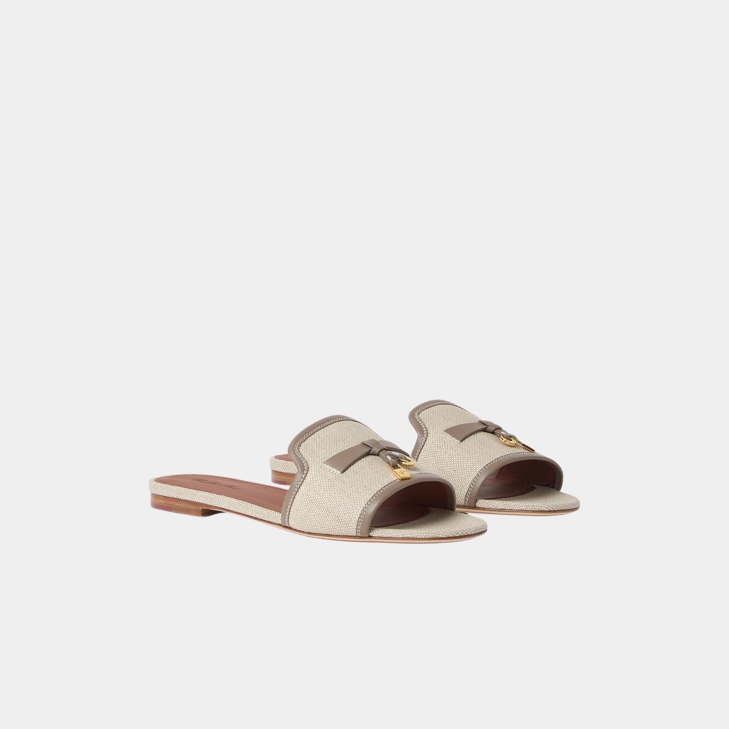 Loro Piana Summer Charms Sandal in Cotton and Linen, Natural, Almond Tree, Front