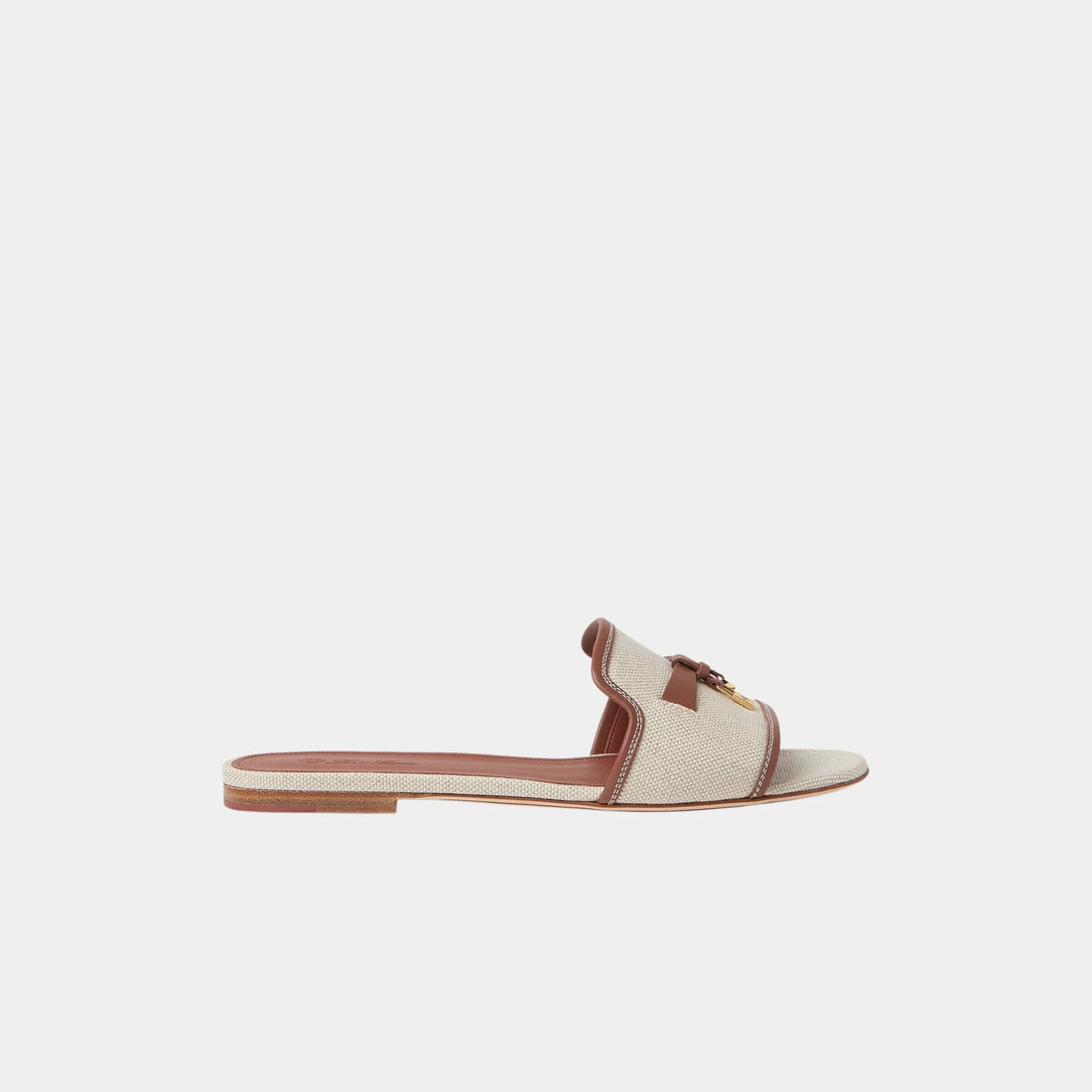 Loro Piana Summer Charms Sandal in Cotton and Linen, Natural, Caramel Sugar, Side