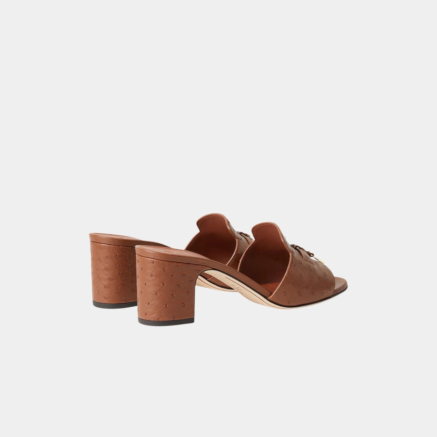 Loro Piana Summer Charms Sandal Heeled Ostrich Leather, Burnt Tan, Back