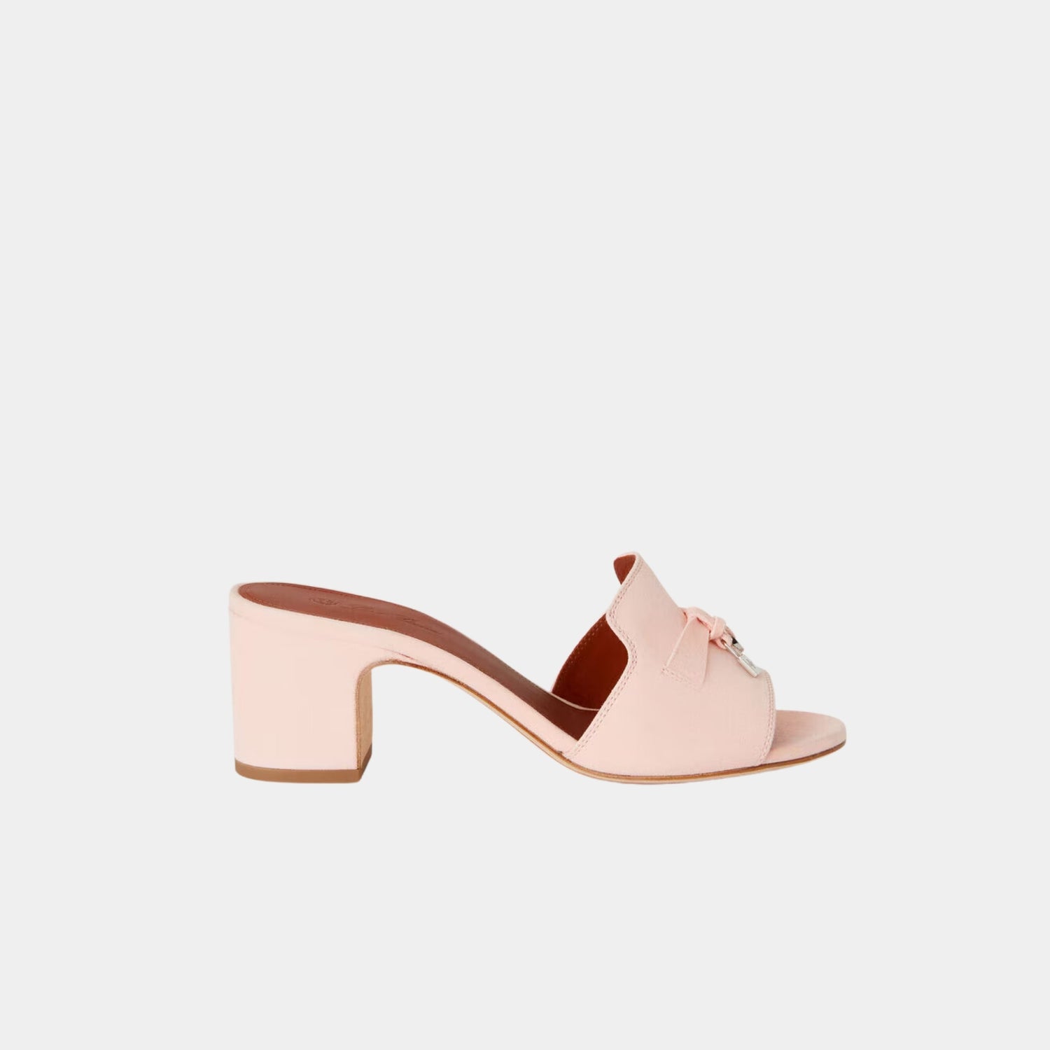 Loro Piana Summer Charms Sandal Heeled, Pink Shell, Side