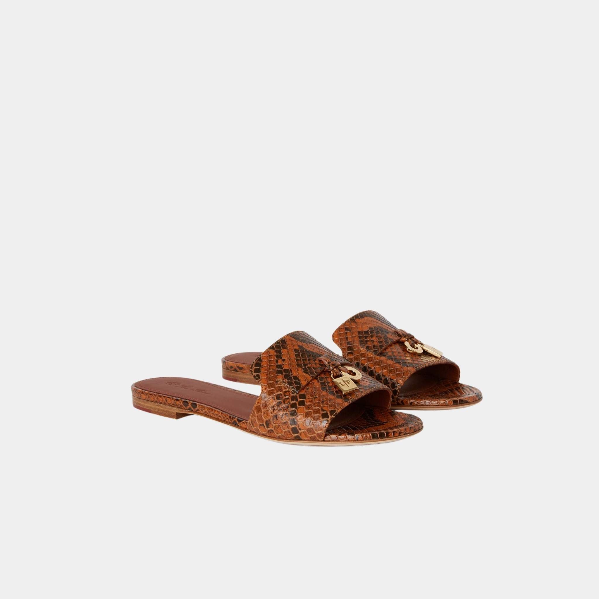 Loro Piana Summer Charms Sandal Matte Python Leather, Ombre Leather, Front