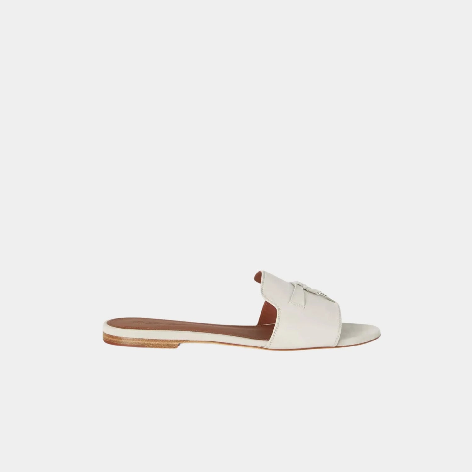 Loro Piana Summer Charms Sandal Suede Goatskin Flats, Powder Pearl, Side