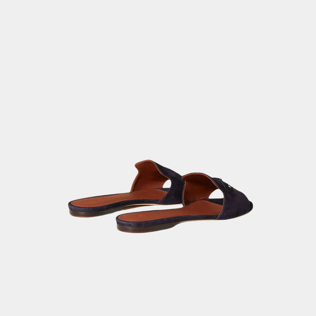 صندل مسطح من جلد الماعز السويدي Loro Piana Summer Charms، أزرق بحري، من الخلف