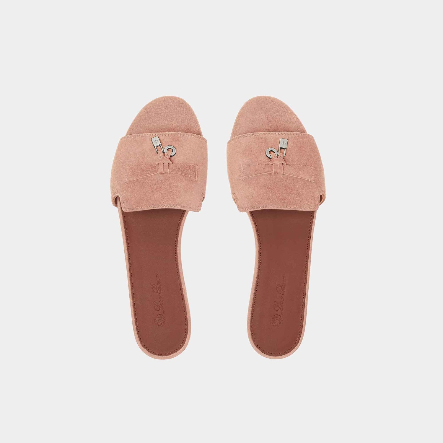 Loro Piana Summer Charms Suede Goatskin Flat Sandal, Precious Rose, Top