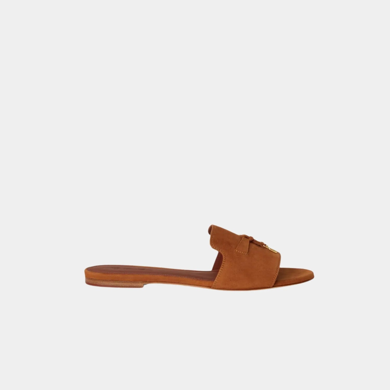 Loro Piana Summer Charms Suede Goatskin Flat Sandal, Wot, Side