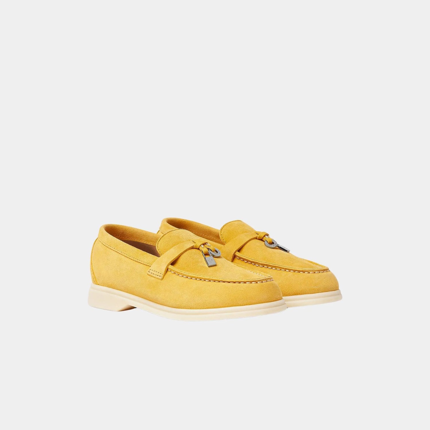 Loro Piana Kids Summer Charms Walk Loafers Suede, Aspen Gold, Front