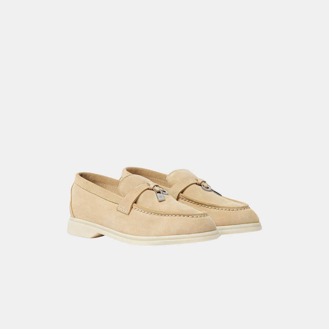 لوفرات Loro Piana Kids Summer Charms Walk من الشمواه، لون زبدة، من الأمام