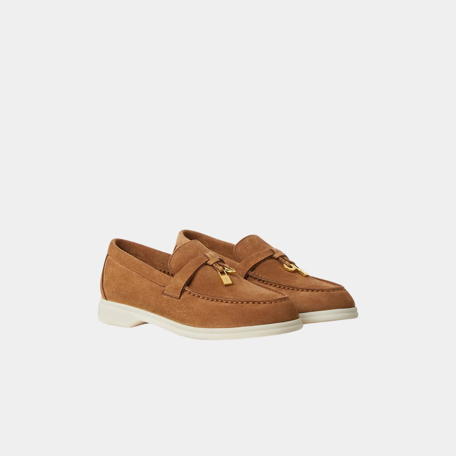 Loro Piana Kids Summer Charms Walk Loafers Suede, Colour Vicuna, Front