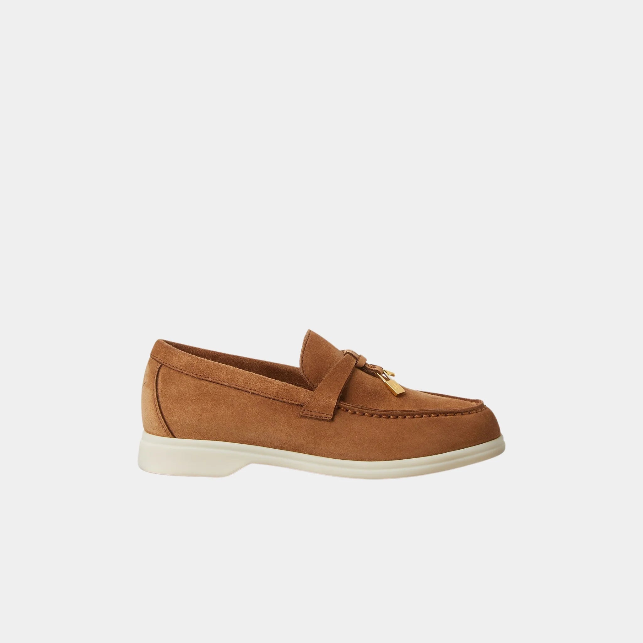 Loro Piana Kids Summer Charms Walk Loafers Suede, Colour Vicuna, Side