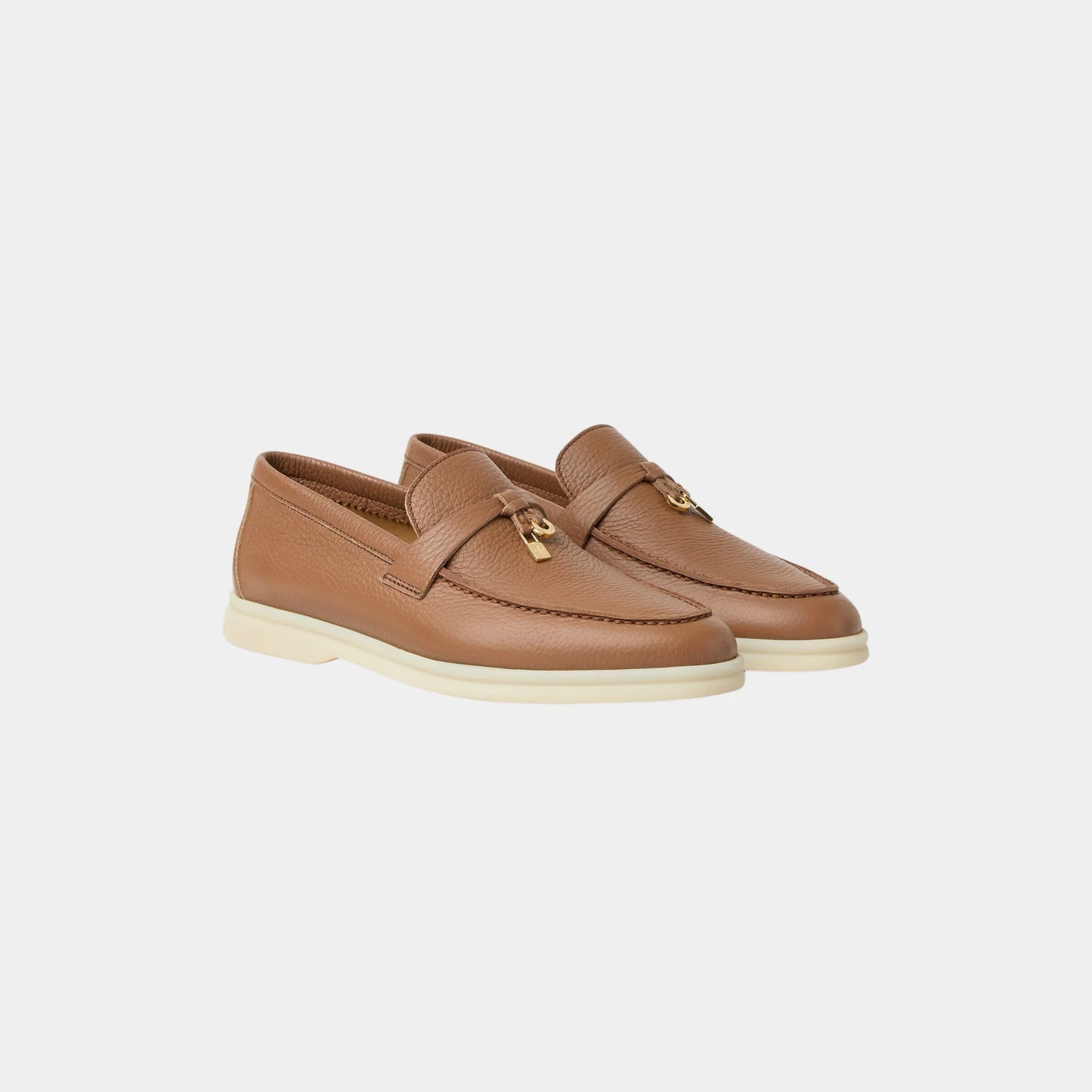 Loro Piana Summer Charms Walk Loafer in Deerskin, Colour Vicuna, Front