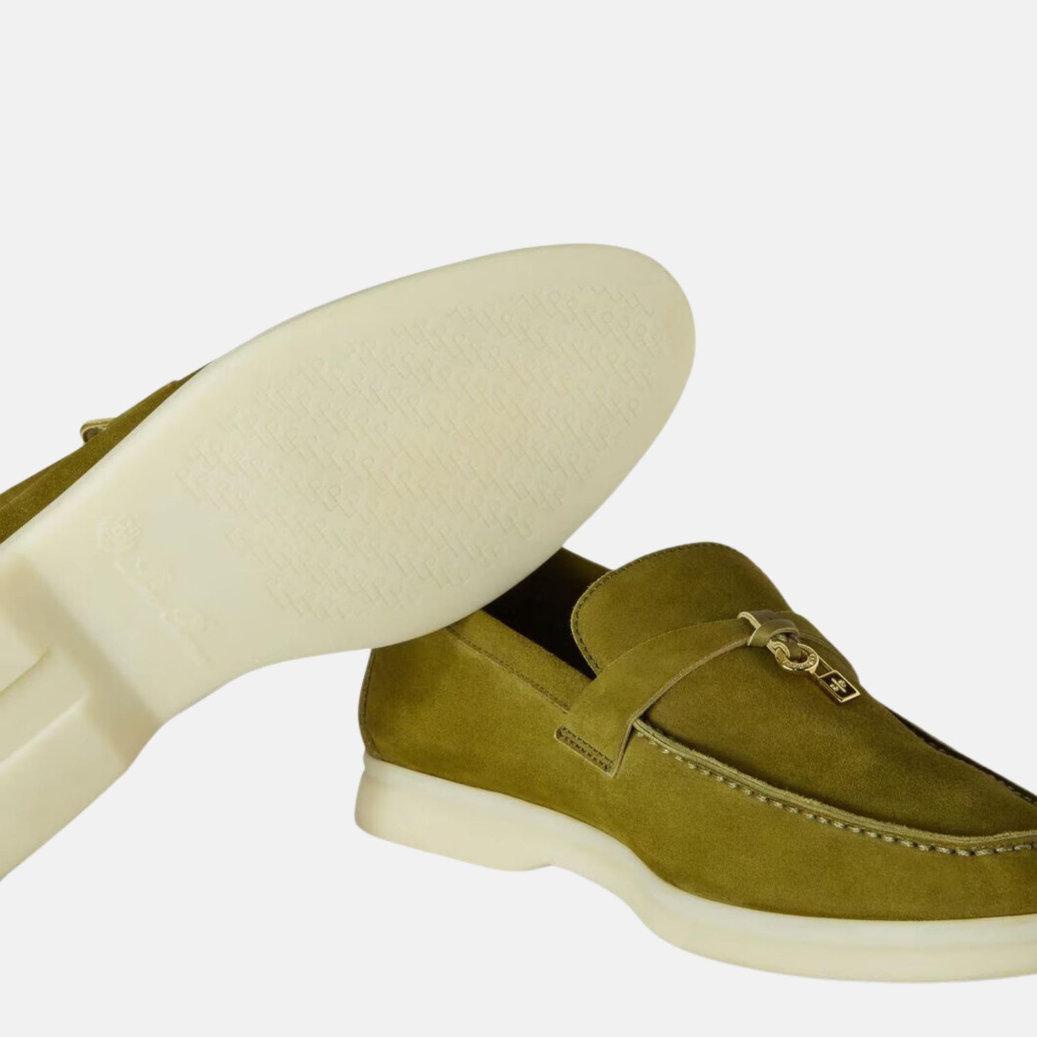 Loro Piana Summer Charms Walk Loafer Suede, Olive leaf, Bottom