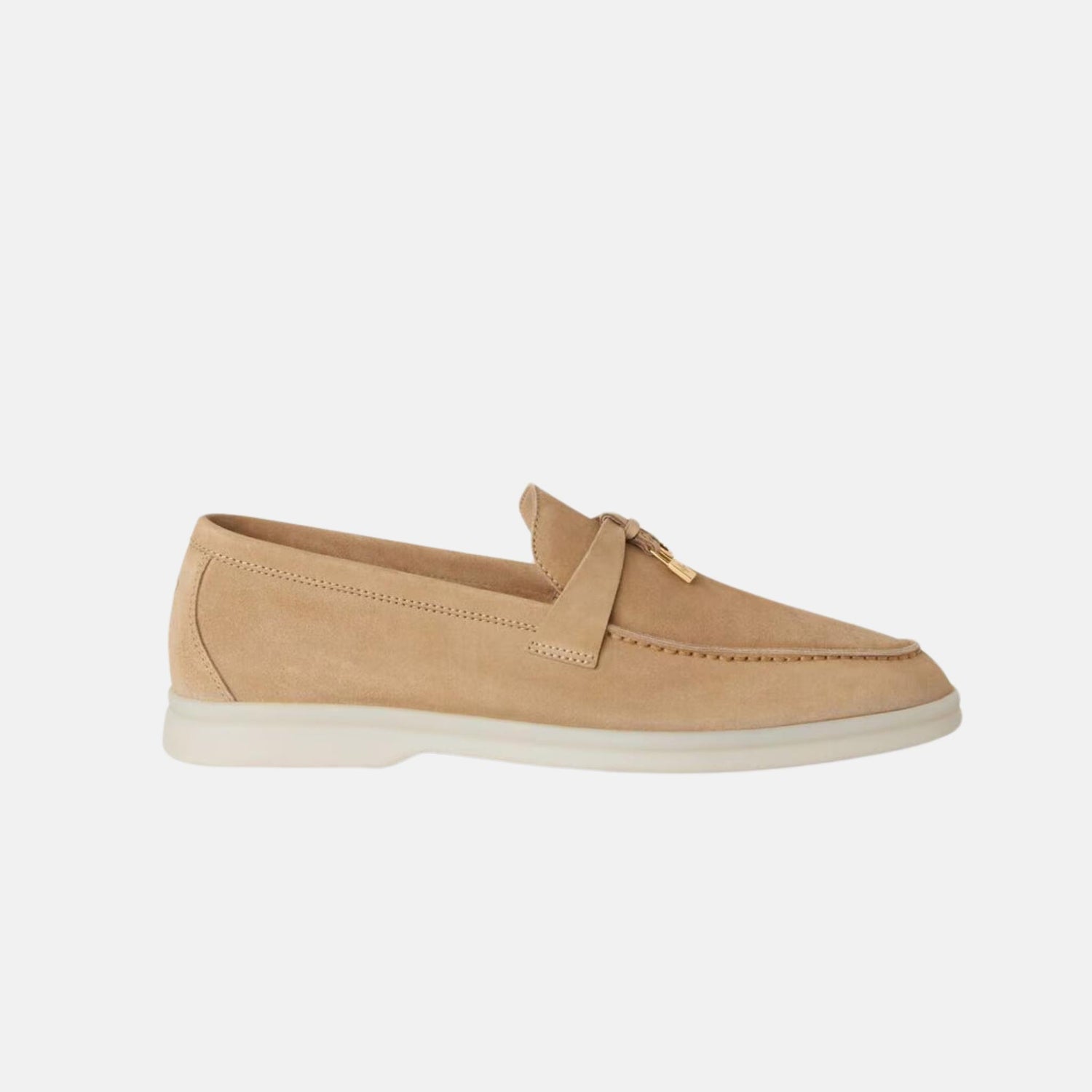 Loro Piana Summer Charms Walk Loafer Suede, Sandstone, Side