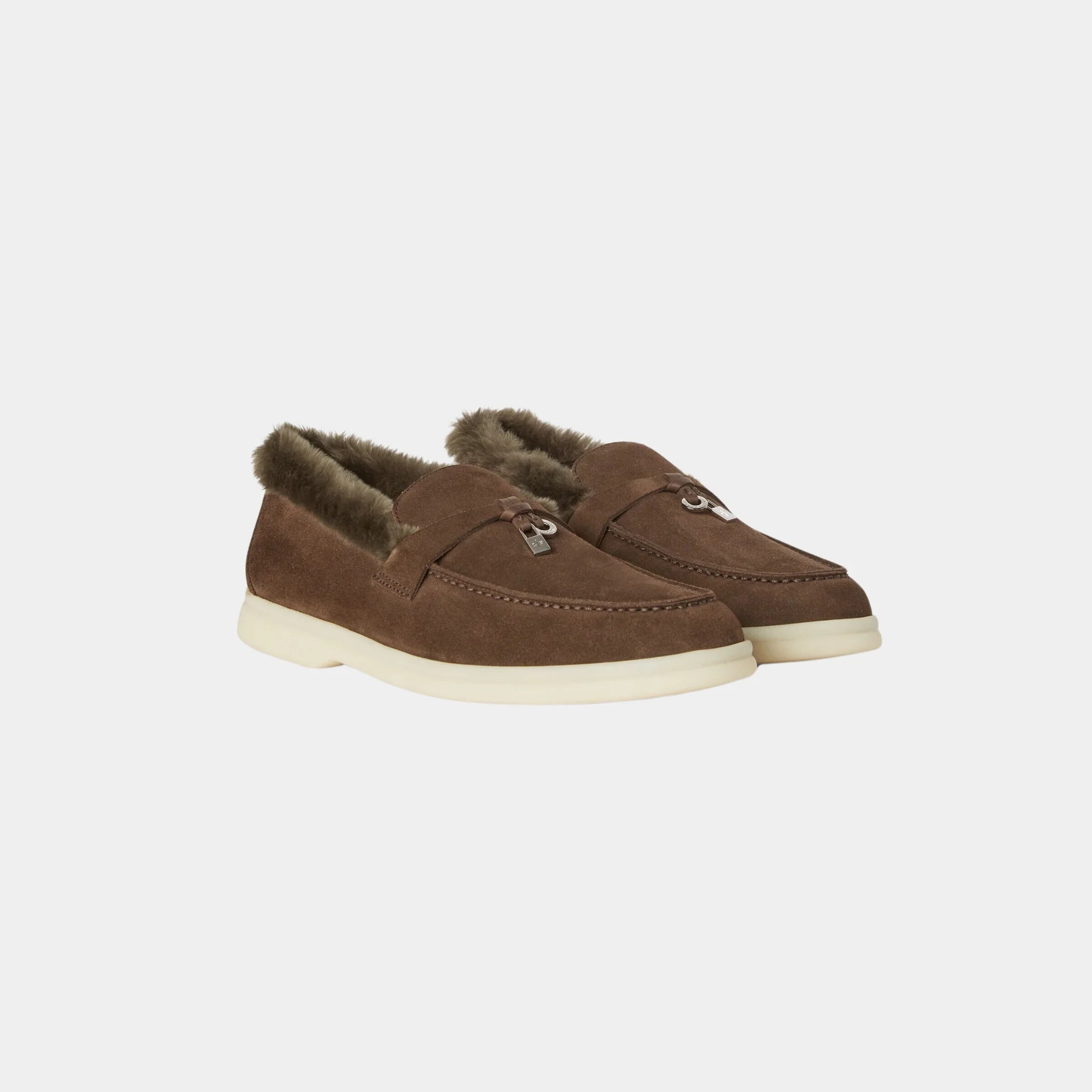 Loro Piana Summer Charms Walk Loafer Suede Beaver Fur Calfskin, Tawny Bark, Front