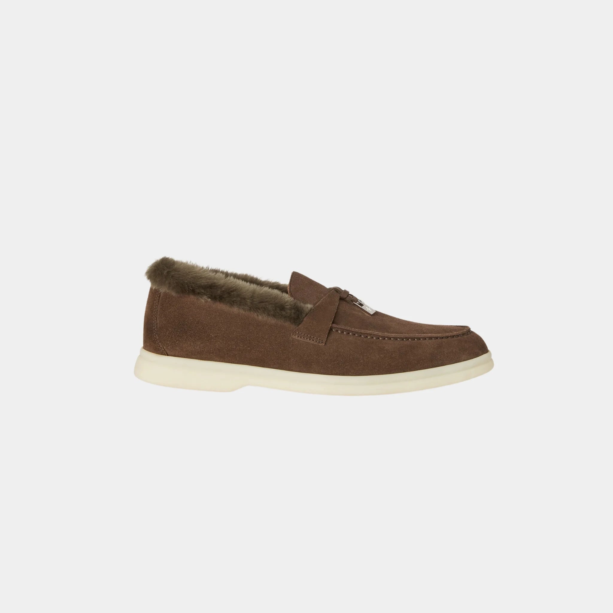 Loro Piana Summer Charms Walk Loafer Suede Beaver Fur Calfskin, Tawny Bark, Side