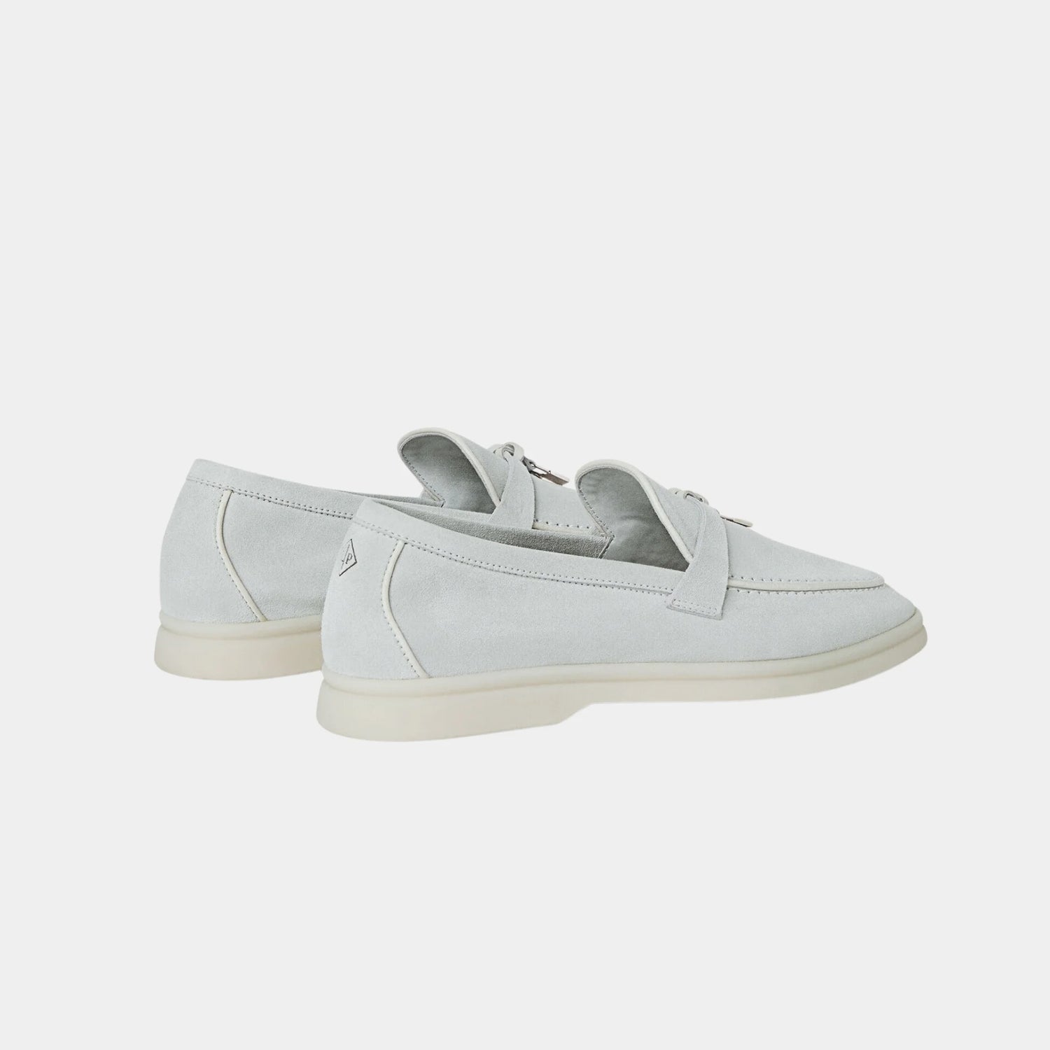 Loro Piana Summer Charms Walk Loafer in Suede &amp; Lambskin, Delicate Dew, Back