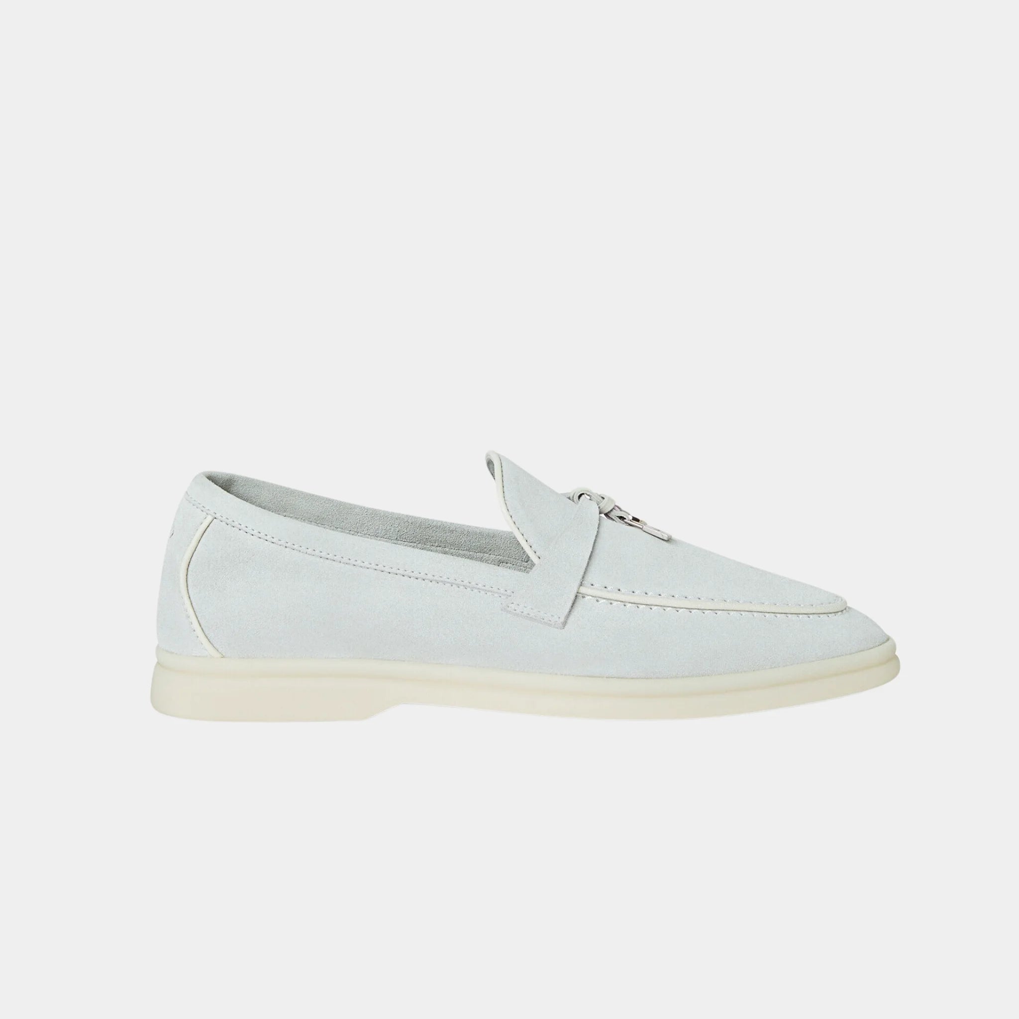 Loro Piana Summer Charms Walk Loafer in Suede &amp; Lambskin, Delicate Dew, Side