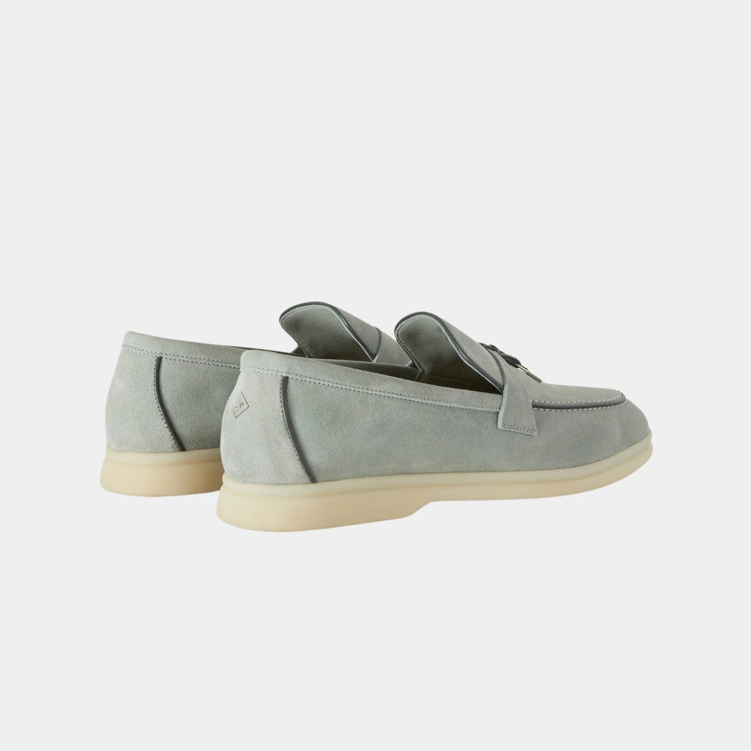Loro Piana Summer Charms Walk Loafer in Suede &amp; Lambskin, Eucalyptus, Back